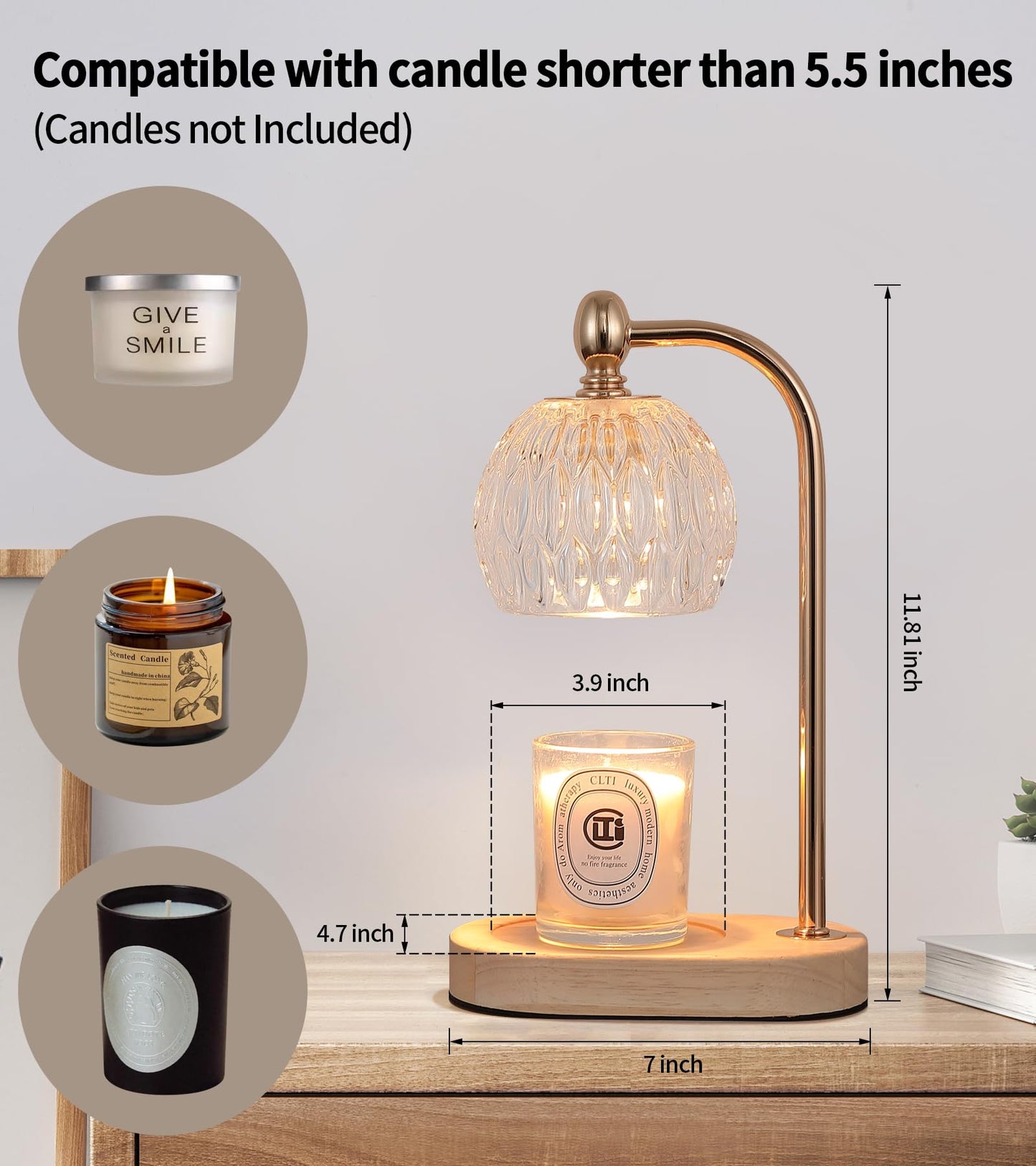 MEIXISUE Candle Warmer Lamp with Timer and Dimmer,Flameless Electric Wax Melt Warmer for Jar Candles With 2 Bulbs,House Warming Gifts,Mother's Day/Birthday/Christmas Gifts For Mom/Wife,Home Decor Lamp