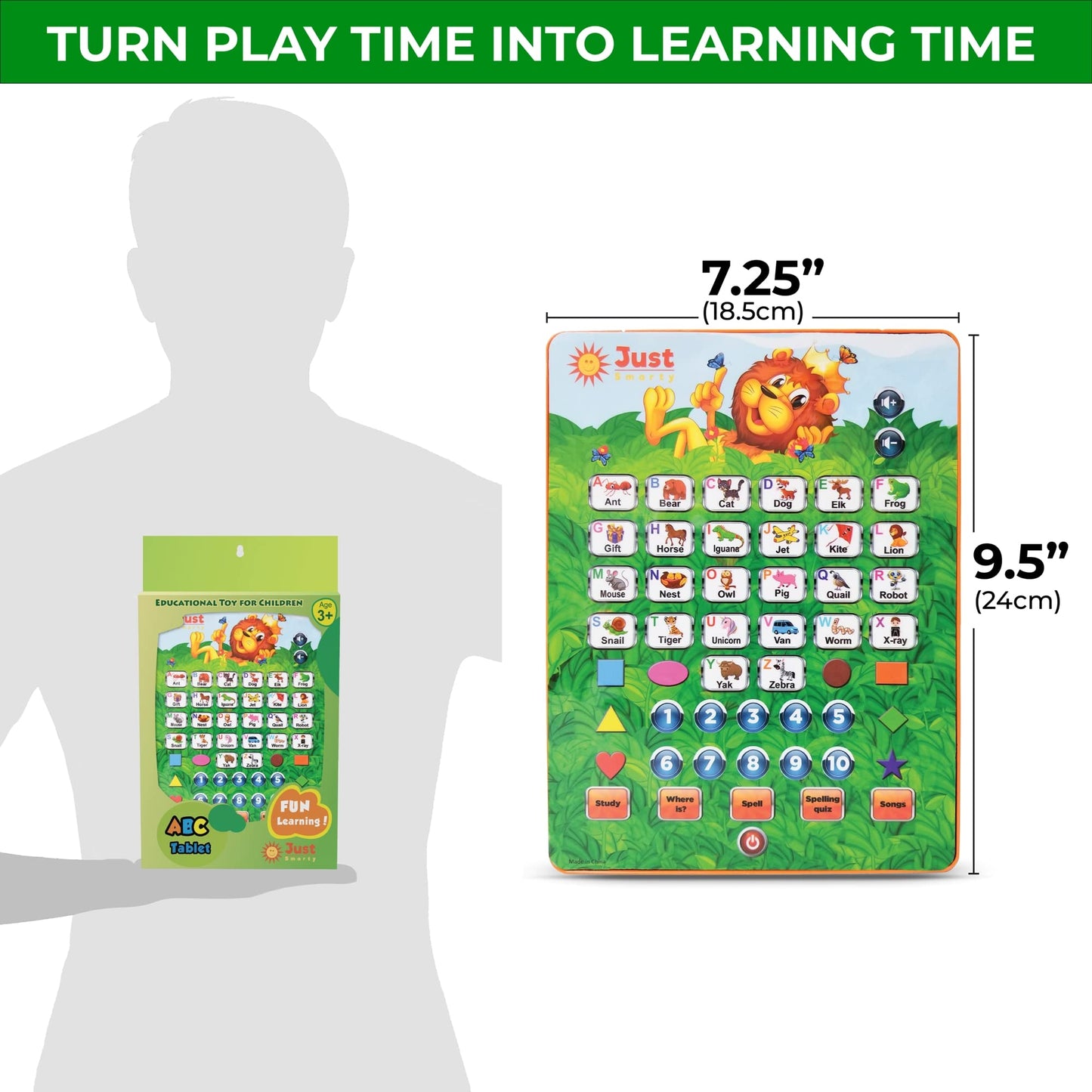 Just Smarty Alphabet Tablet to Learn Letters, ABC, Numbers, Shapes, Colors, Music & Words, Interactive Toddler Learning & Education Toys for Kids - Gifts for Age 3 4 5 Year Old Boys and Girls
