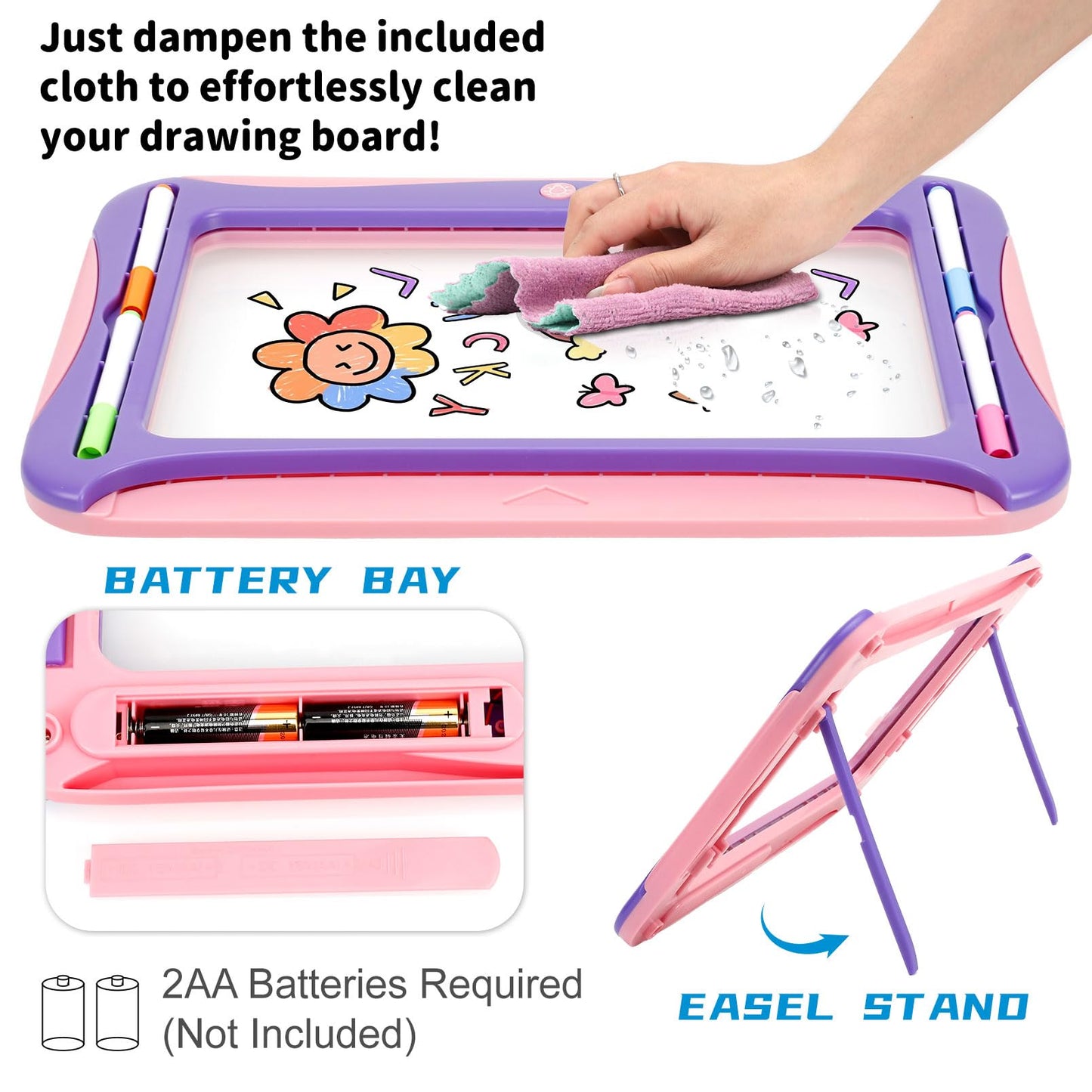 Magic LED Drawing Board for Kids, Girls Toys Age 6-8, Light Up Tracing Pad with 9 Double-Sided Cards, 6 Washable Markers, Arts & Crafts Kits Learning Toy Glow Up Doodle Board Christmas Birthday Gifts