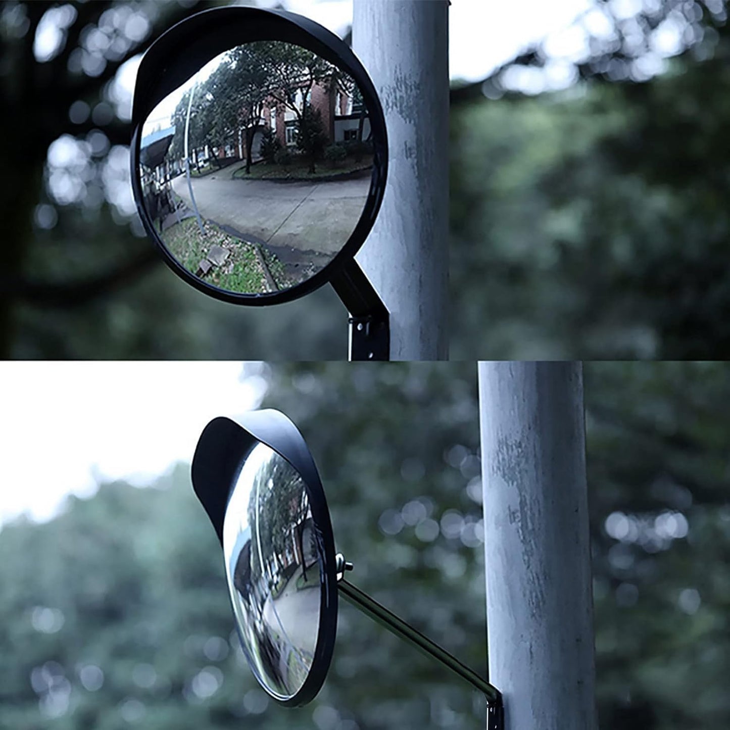 KOBSAINF 12 Inch Convex Mirror Outdoor with Adjustable Wall Fixing Bracket, Driveway Mirror for Wide Angle View Security Blind Spot
