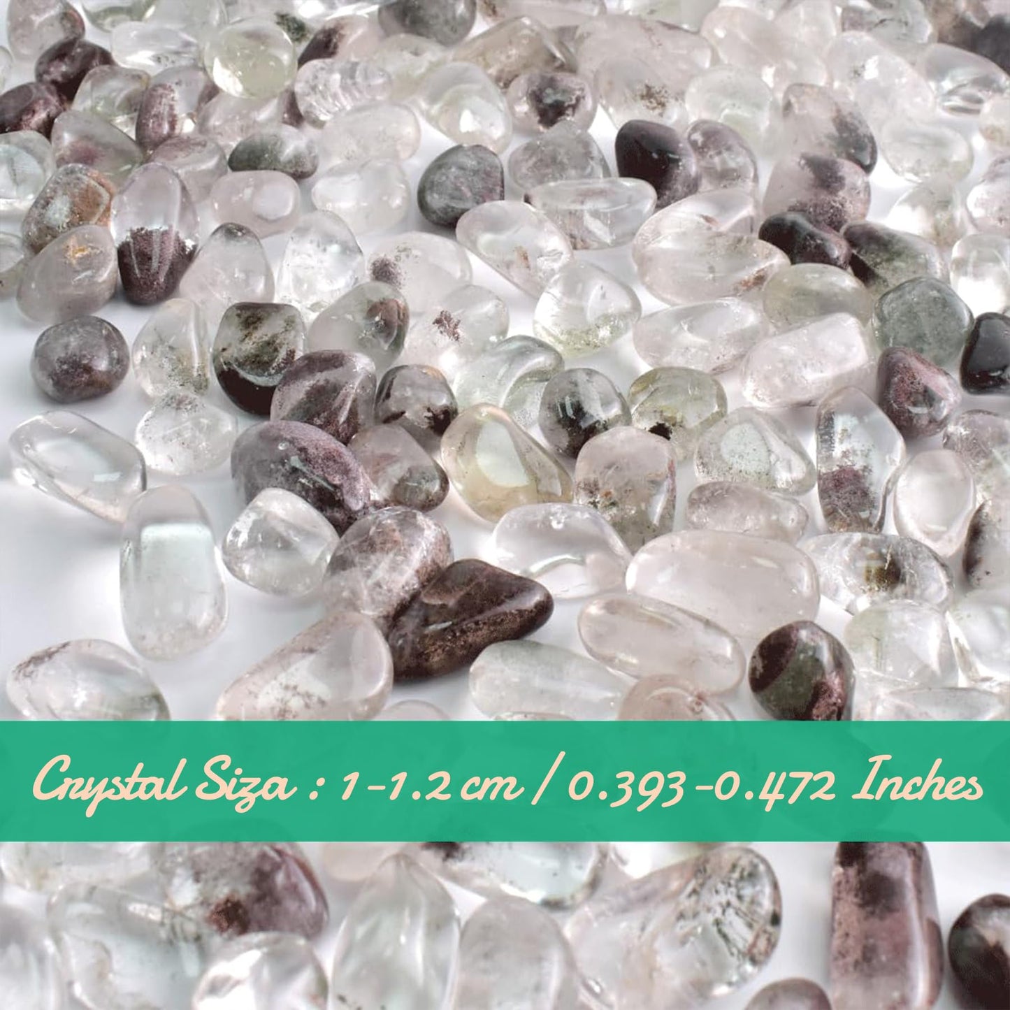 SigMntun Polished Green Phantom Quartz Crystal Set, 0.4'', 128 Pcs - Handpicked Natural Tumbled Stones and Crystals Bulk for Healing, Reiki, Meditation, Witchcraft and Home Decor, 0.39-0.47 Inch