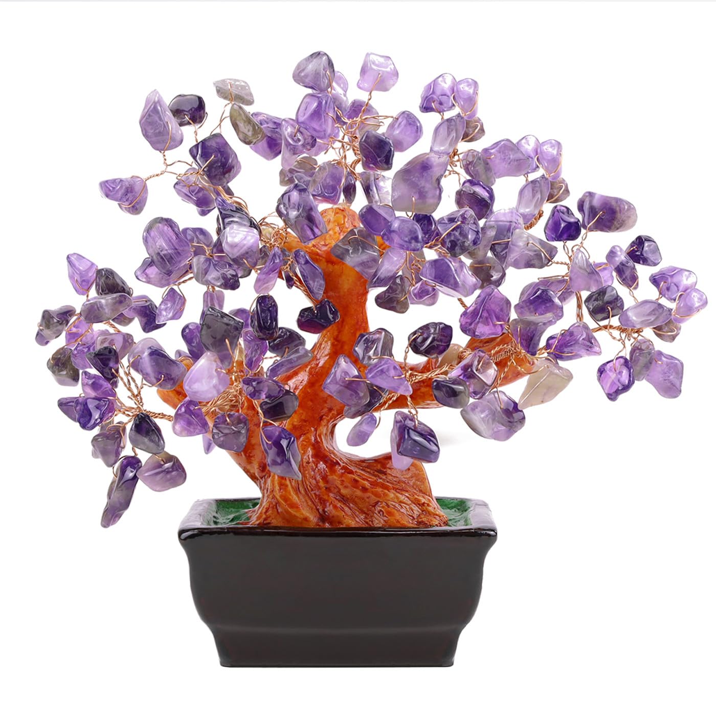 NUKAYAI Natural Amethyst Crystal Purple Money Tree for Office Home Room Desk Decor Meditation Positive Energy Feng Shui Crystals Healing Stones Luck Wealth Bonsai Trees Birthday Gifts for Women