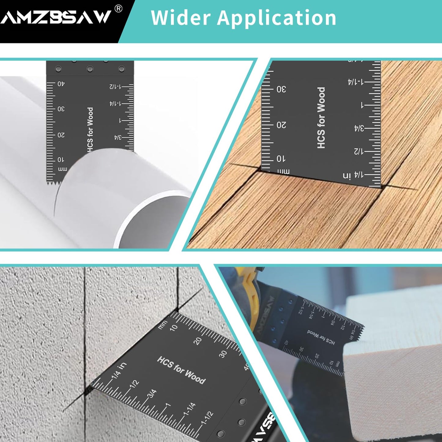 AMZBSAW 200 PCS Oscillating Tool Blades, Titanium and High Carbon Steel Saw Blades for Wood Metal and Plastic, Quick Release Multitool Blades Kits, Oscillating Tool Accessories Kit