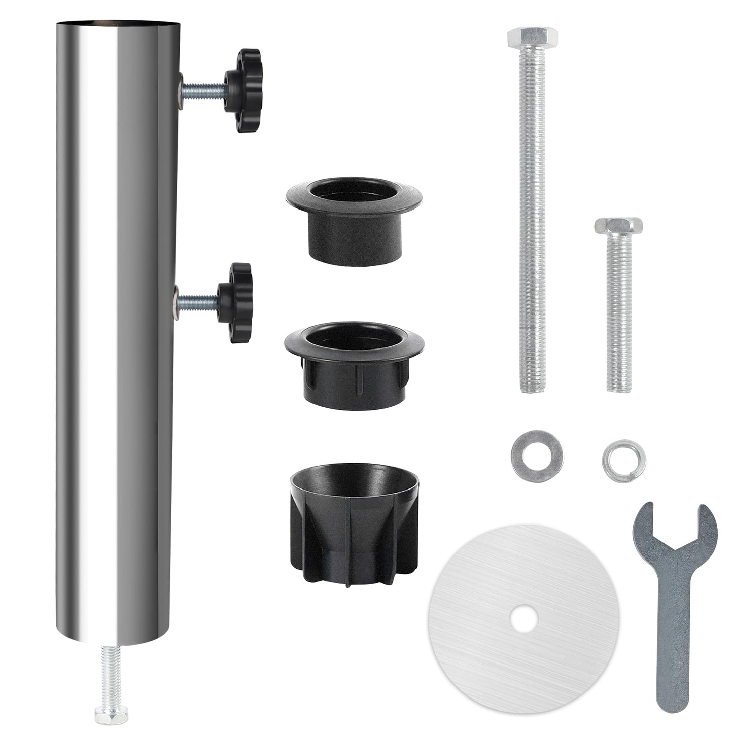 Blissun Umbrella Base Stand Replacement Tube, Stainless Steel Umbrella Base Pole, Heavy-Duty Universal Parasol Base Replacement Parts for Outdoor Patio, Garden, Balcony (Stainless Steel Finish)