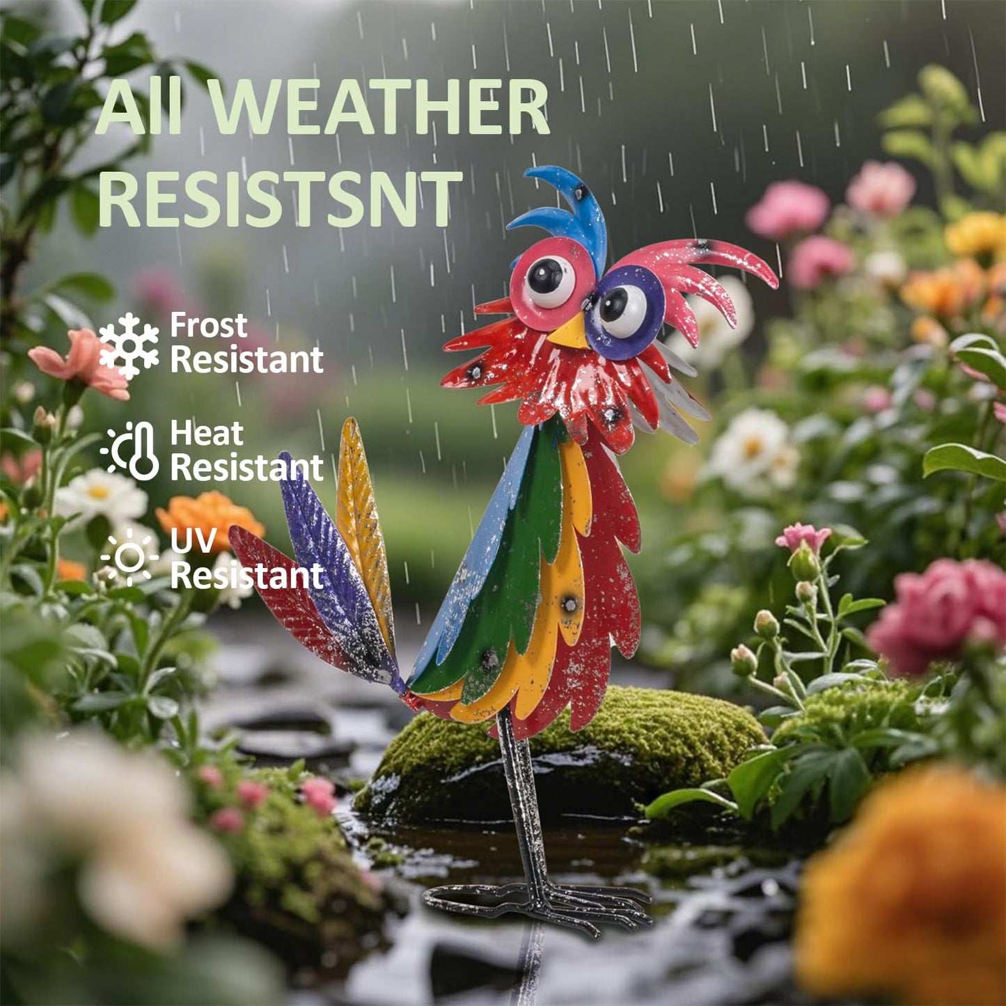 Natelf Outdoor Wacky Metal Owl Yard Statue Decoration Owl Decor Garden Statue Bird Figurine Outdoor Decorations for Yard