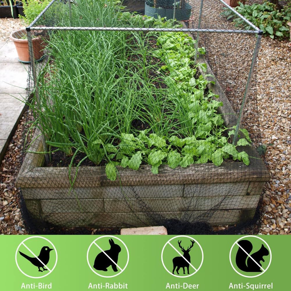 Junkogo Bird Netting 7.5x100 Ft, 1/2In Mesh Heavy Duty Garden Netting Pest Barrier for Plants, Fruit Trees, Vegetables, Extra Strong Woven Mesh Netting, Animal Fencing Against Birds, Deer, Poultry