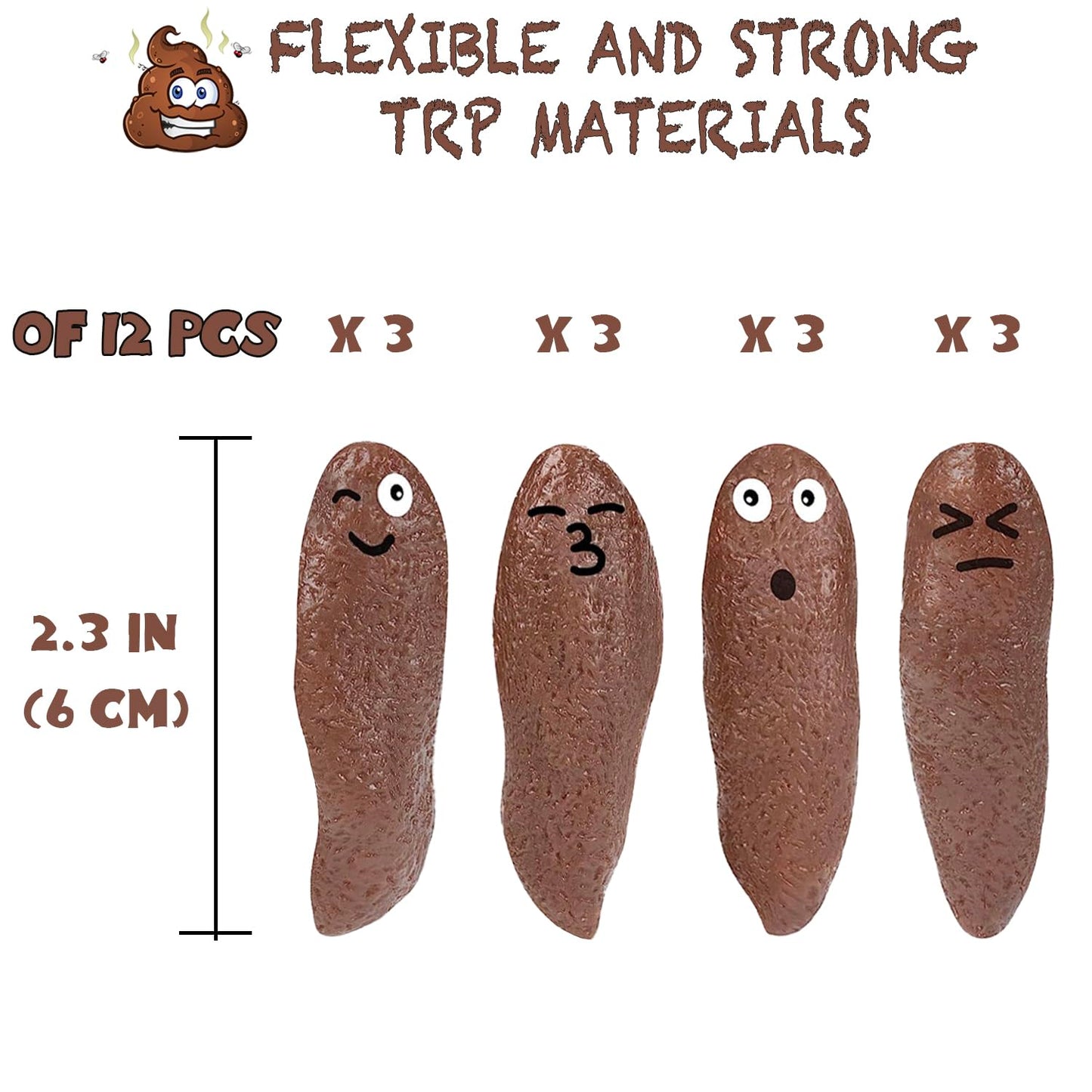 Poop Slingshot 12pcs Fake Poop Toys for Kids Stocking Stuffers, Funny Gag Gifts Bulk Party Favors Game Prizes, Sticky Poo Emotion Fidget Toys for Kids Age 3-5-7 4-8-12 Year Old Boys Girls Teens Adults