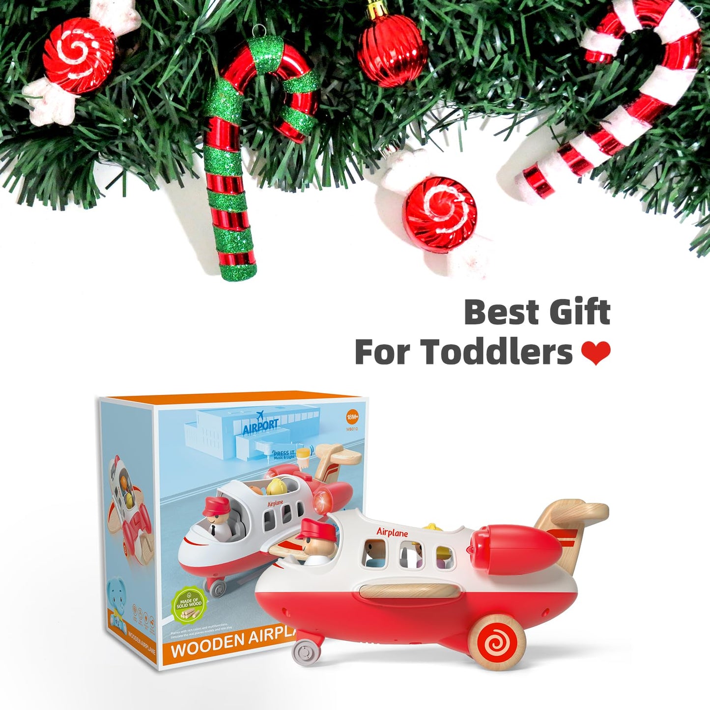 Wanborns Airplane Toys for Toddlers 1-3, Toys Planes Toys with Sound and Light, Mini Airliner Toys for Introducing Aeronautical Knowledge, Car Toys for 18 Months, 2 3 4 5 Years Old Kids Boys Gift