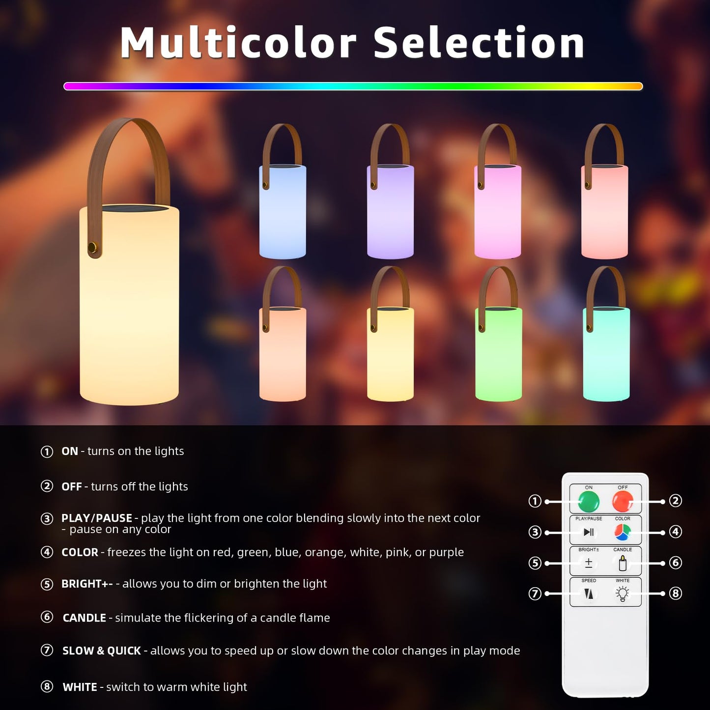 NiceBuy 2-Pack Solar Table Lamp Outdoor Water-Resistant LED Portable Solar Lantern Warm RGB Rechargeable Cordless Lights for Patio Deck Camping