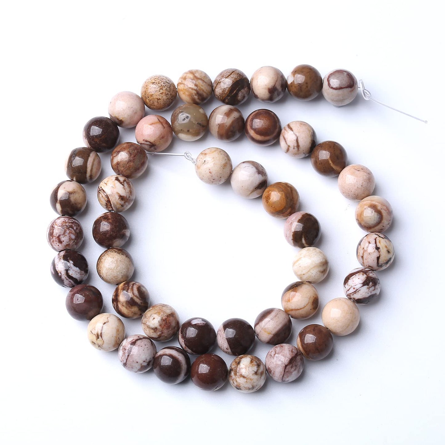 10mm 38pcs Natural Stone Beads Australia Zebra Gemstone Round Loose Beads for Jewelry Making DIY Bracelet Crystal Energy Healing Power Stone (10mm, Australian Zebra Jasper)