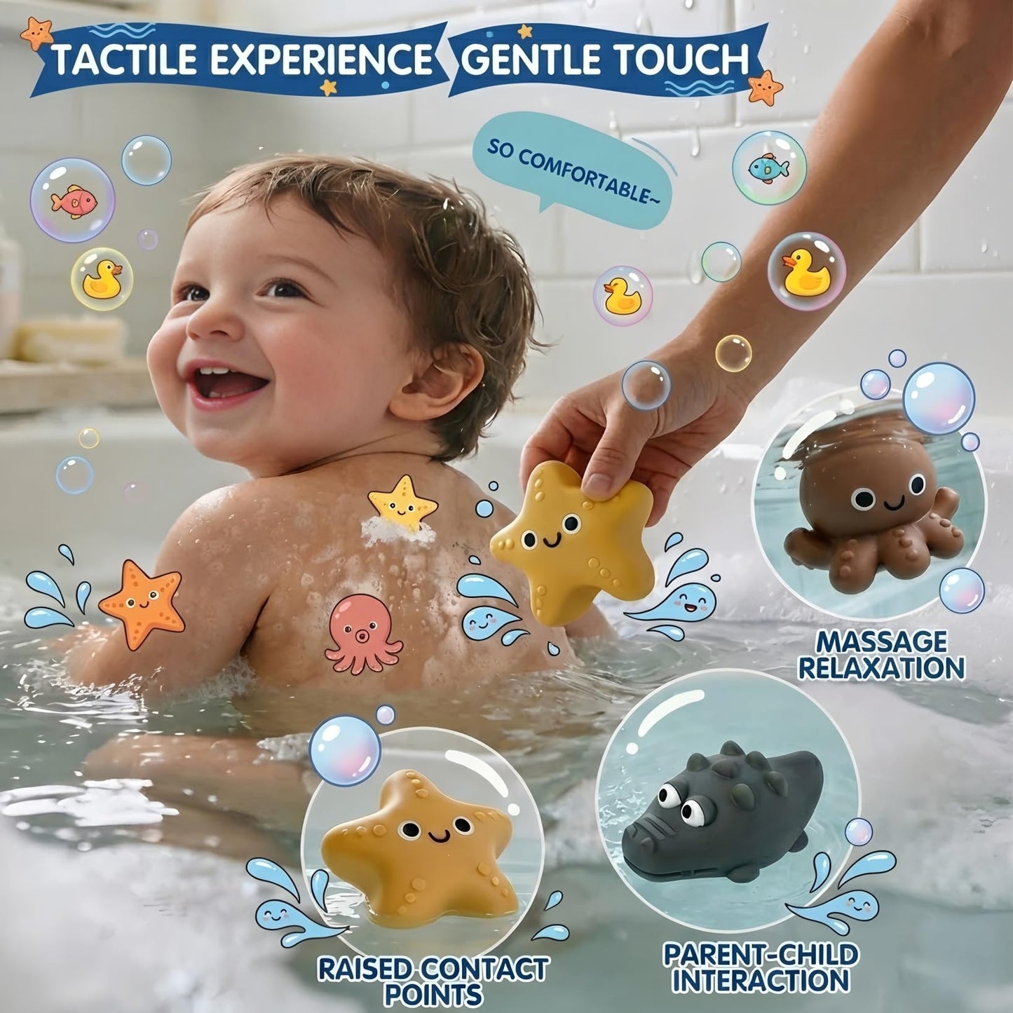 Bath Toys for Toddlers 1-3, 12 Pcs No Hole Baby Bath Toys, Ocean Animal Bathtub Toys for Boys Girls, Toddler Water Table Pool Toys Ages 2-4 4-8, Kids Birthday Easter Gifts