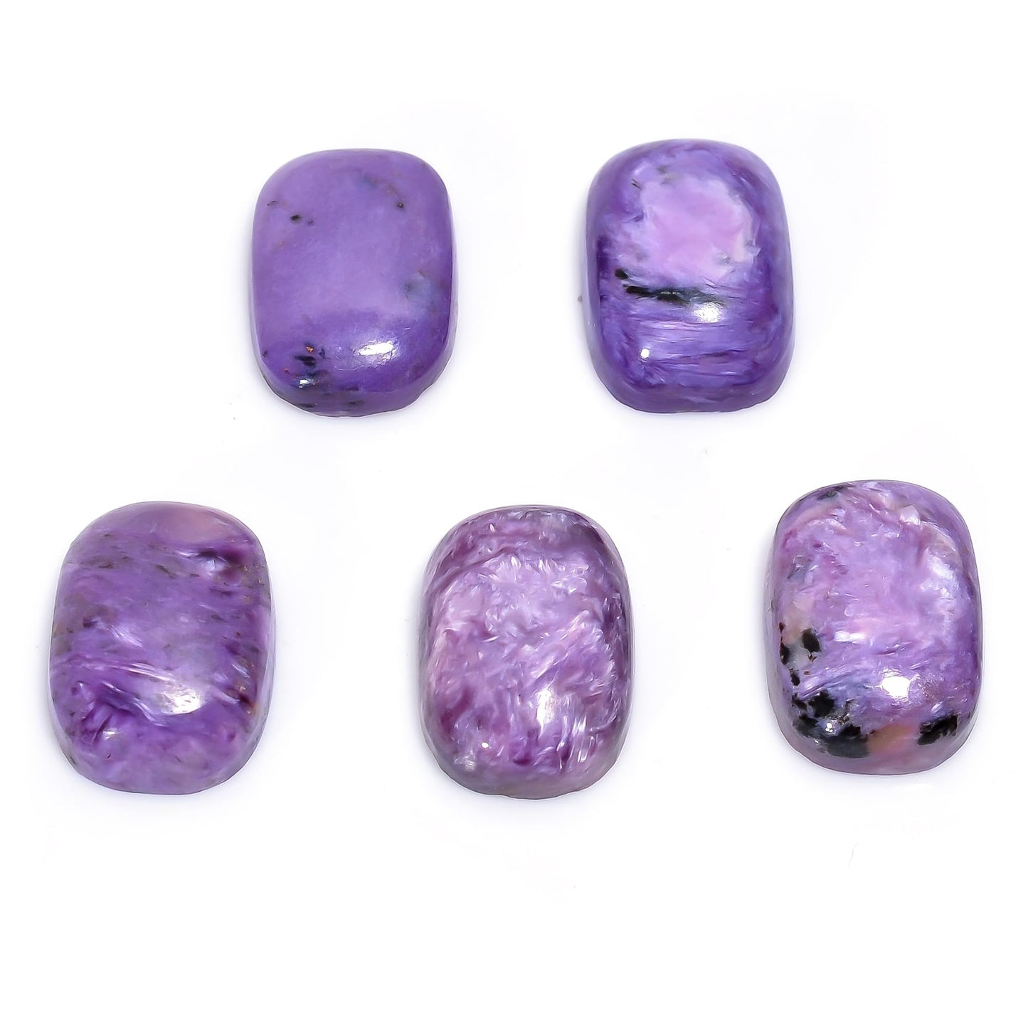 2 PCS, 14X10 MM, AURA GEMS Natural Charoite, Cabochon, Radiant Shape, Jewelry Making Stone Supply, Chakra Energy Healing Gemstone, Real Crystal, Birthstone, Wholesale deal