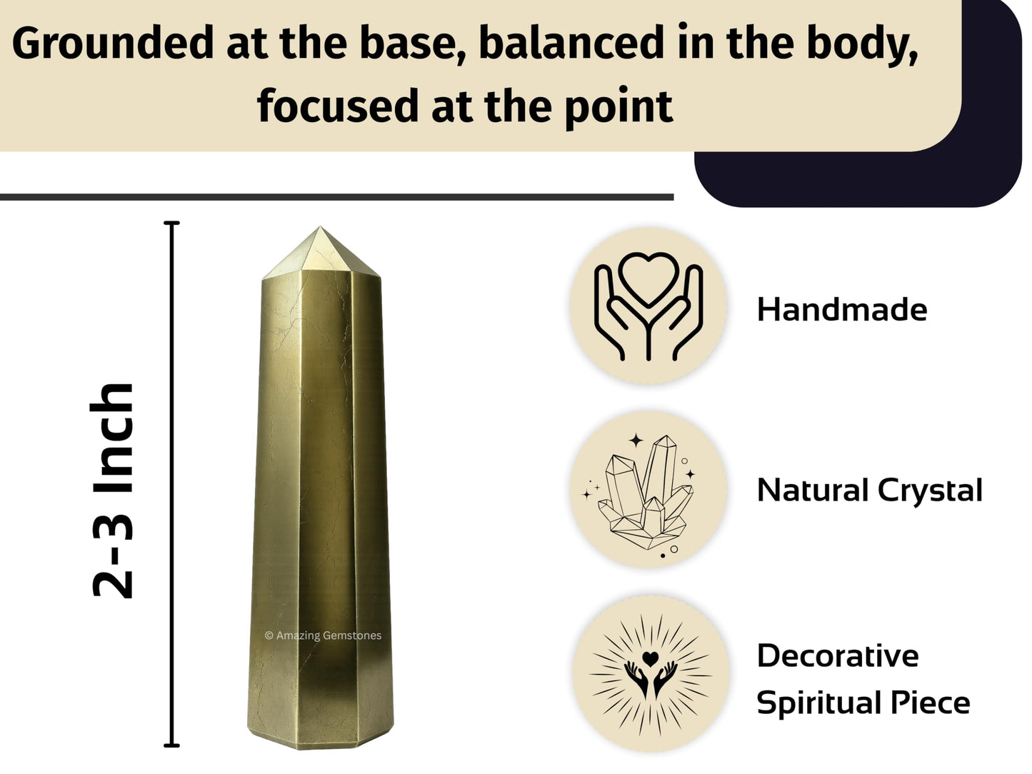 Amazing Gemstone Pyrite Crystal Towers - Natural Healing Crystal Point Obelisk for Reiki Healing and Crystal Grid (2" to 3" INCH)