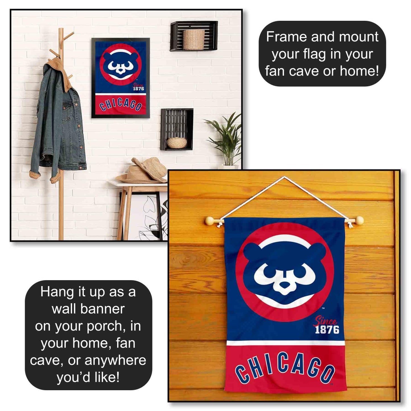 Chicago Baseball Retro Vintage Throwback Double Sided Garden Flag