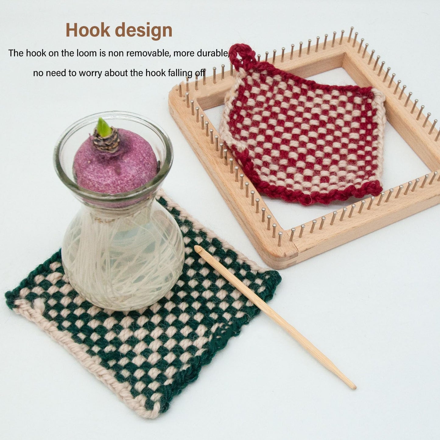 FOSA Pin Looms, Weaving for Adults, Wooden Knitting Hand Craft Wooden Knitting Board, Pin Weaving Kits for DIY Weaving Beginners, 10 * 10cm