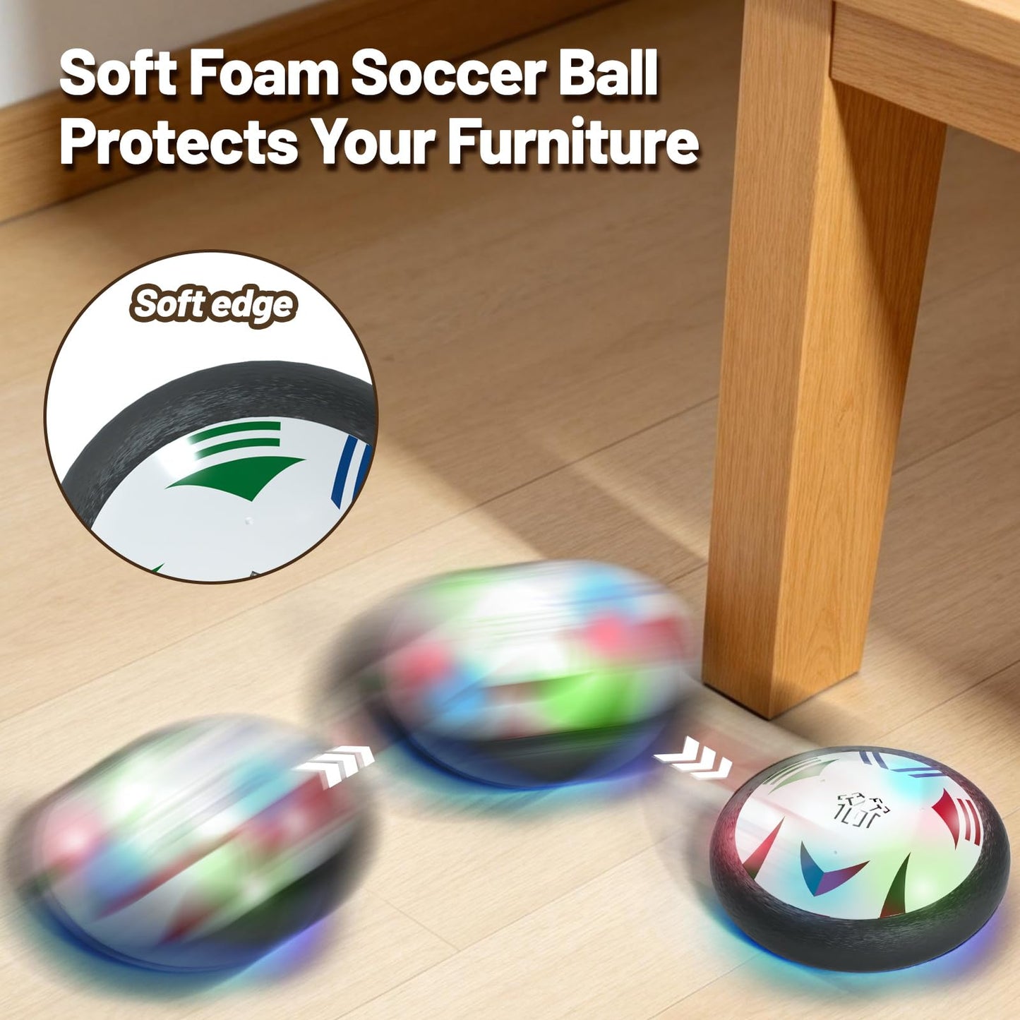 BIGSENYAO Hover Soccer Ball Toys with Rechargeable Batteries & Two Football Goal Sets, Kids Air Floating Soccer Toy with Foam Bumper & LED Lights, Birthday, Cool Indoor Games for Boy & Girl
