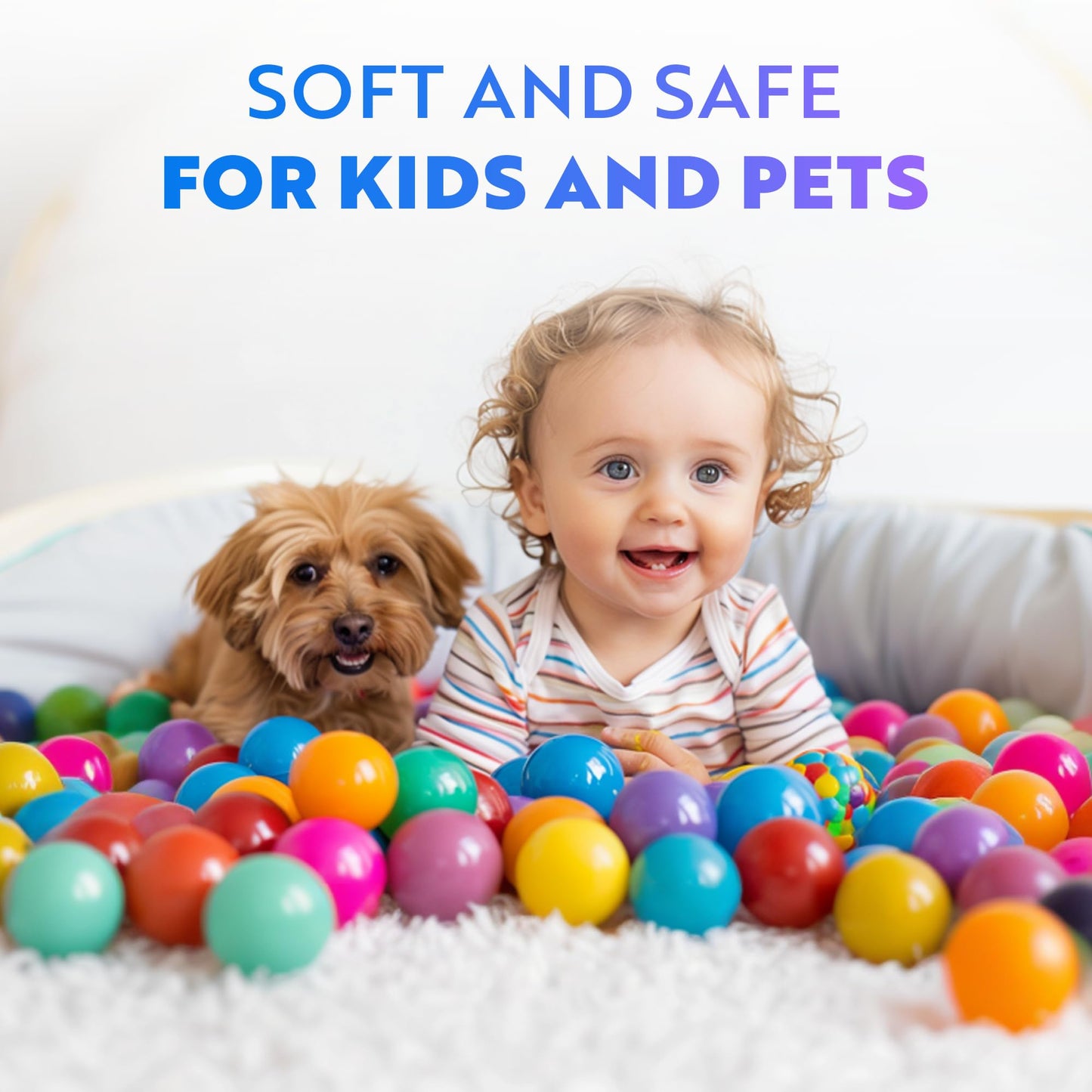 Playz Soft Plastic Mini Ball Pit Balls 50 Count - w/ 8 Vibrant Colors - Crush Proof, No Sharp Edges, Non Toxic, Phthalate & BPA Free for Baby Toddler Ball Pit, Play Tents & Tunnels Indoor & Outdoor
