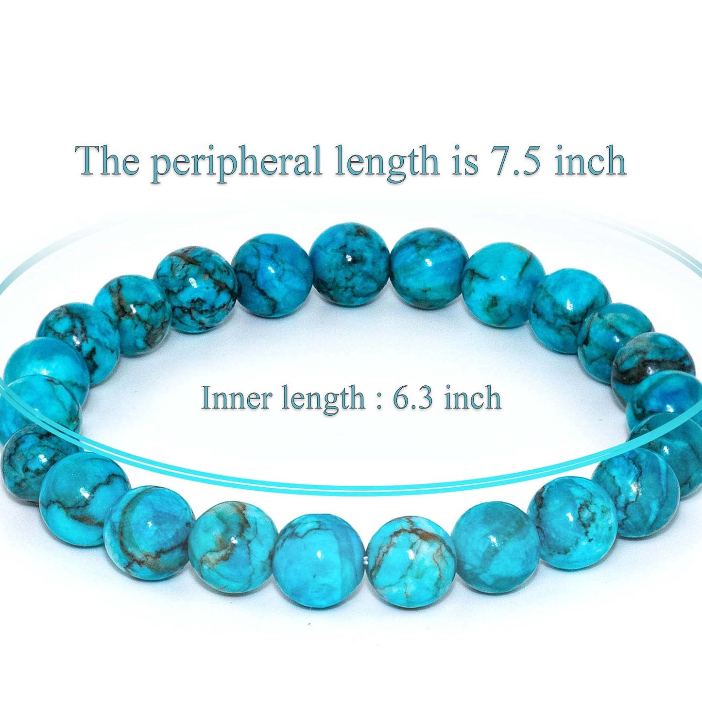 DAZCOLO 8mm Natural Gemstone Stretch Bracelet, Handmade Unisex Crystal Bracelets for Meditation, Yoga, Spiritual Healing & Positive Energy (Blue Magnesite Turquoise)