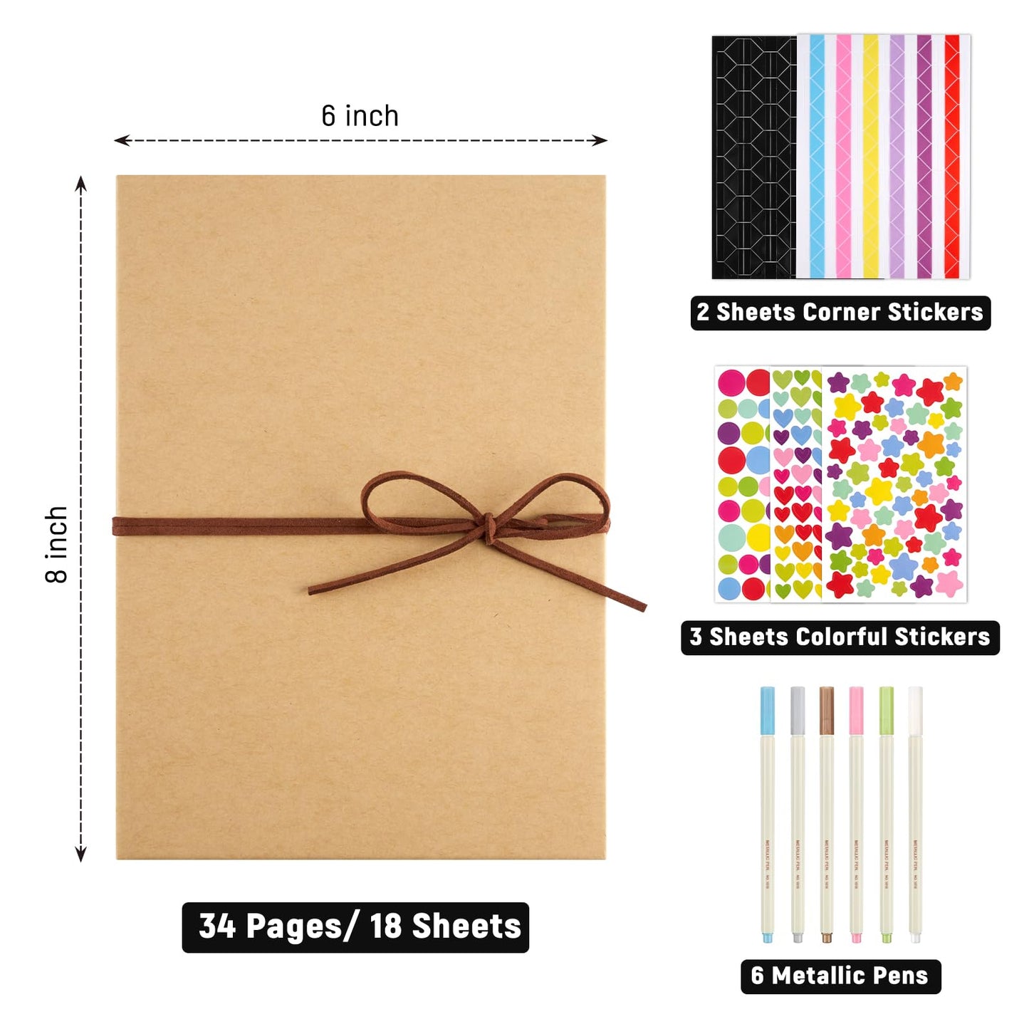 Mauproy 6 x 8 Inch Small Scrapbook Album with Black Pages, Stretchable Folding Photo Album with DIY Accessories Kit, Hardcover Memory Book Accordion Adventure Scrapbook