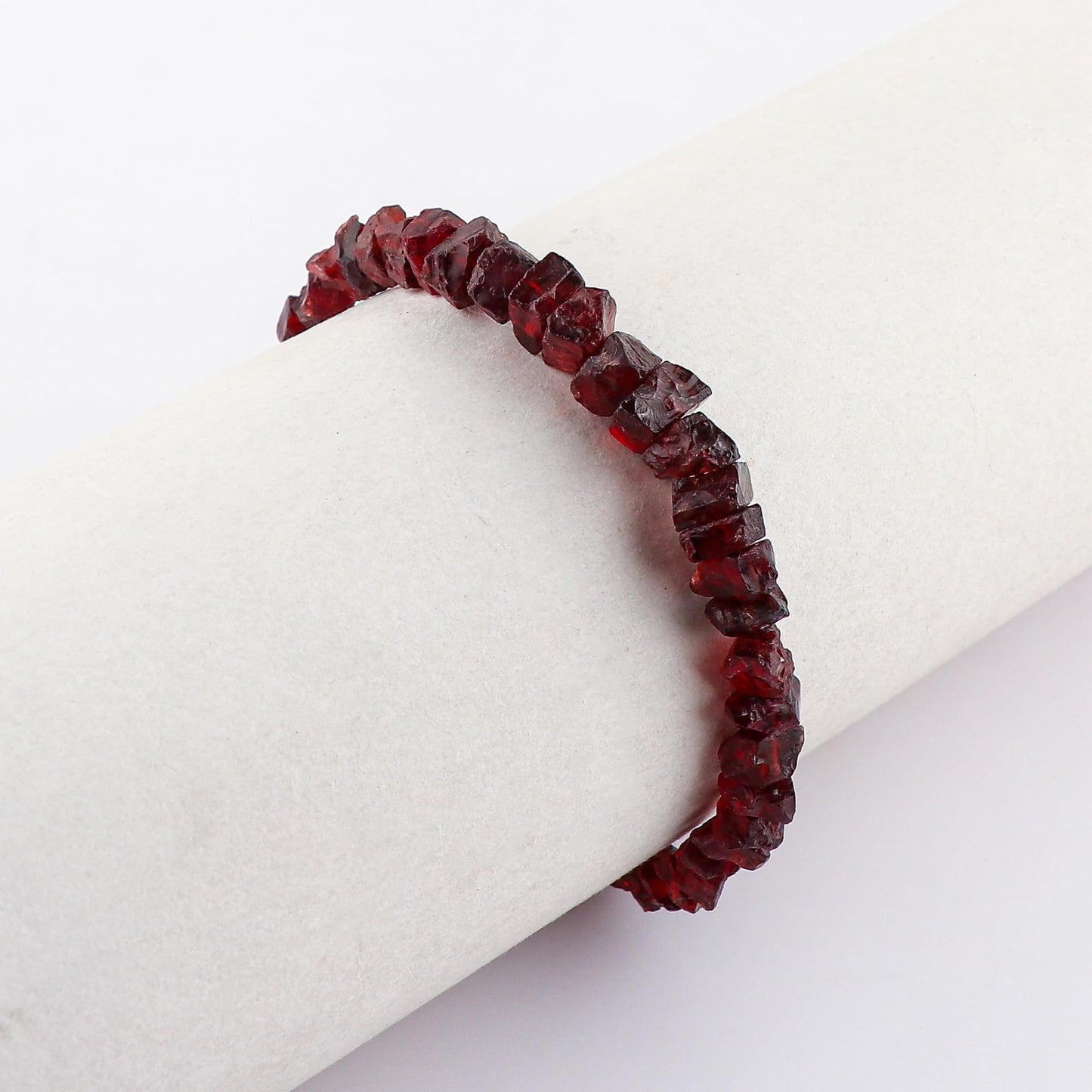 CRYSTALINES Natural Raw Red Garnet Gemstone Bracelet, Rough Stones, Handmade Bohemian Jewelry, Chakra Healing Crystals, 14K Gold Plated, January Birthstone, Christmas Gift (Size-7+1inch)