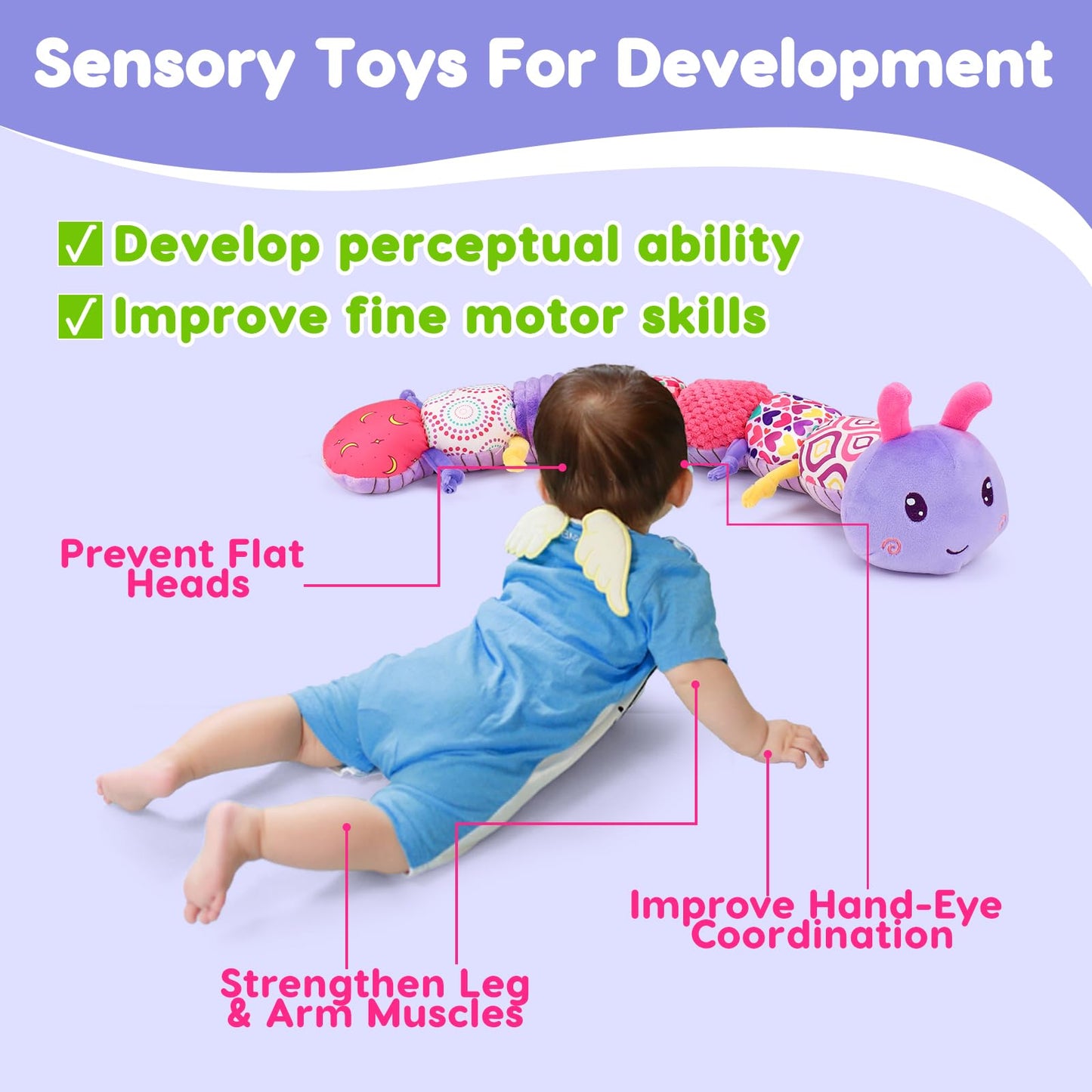 Baby Girl Toys 0-3-6 Months Musical Stuffed Animals Plush Caterpillar Toy Crinkle Rattles Tummy Time Development Sensory Toys infants 6-9-12 Months Newborn Girls Boy Shower Gifts Easter Basket Stuffer