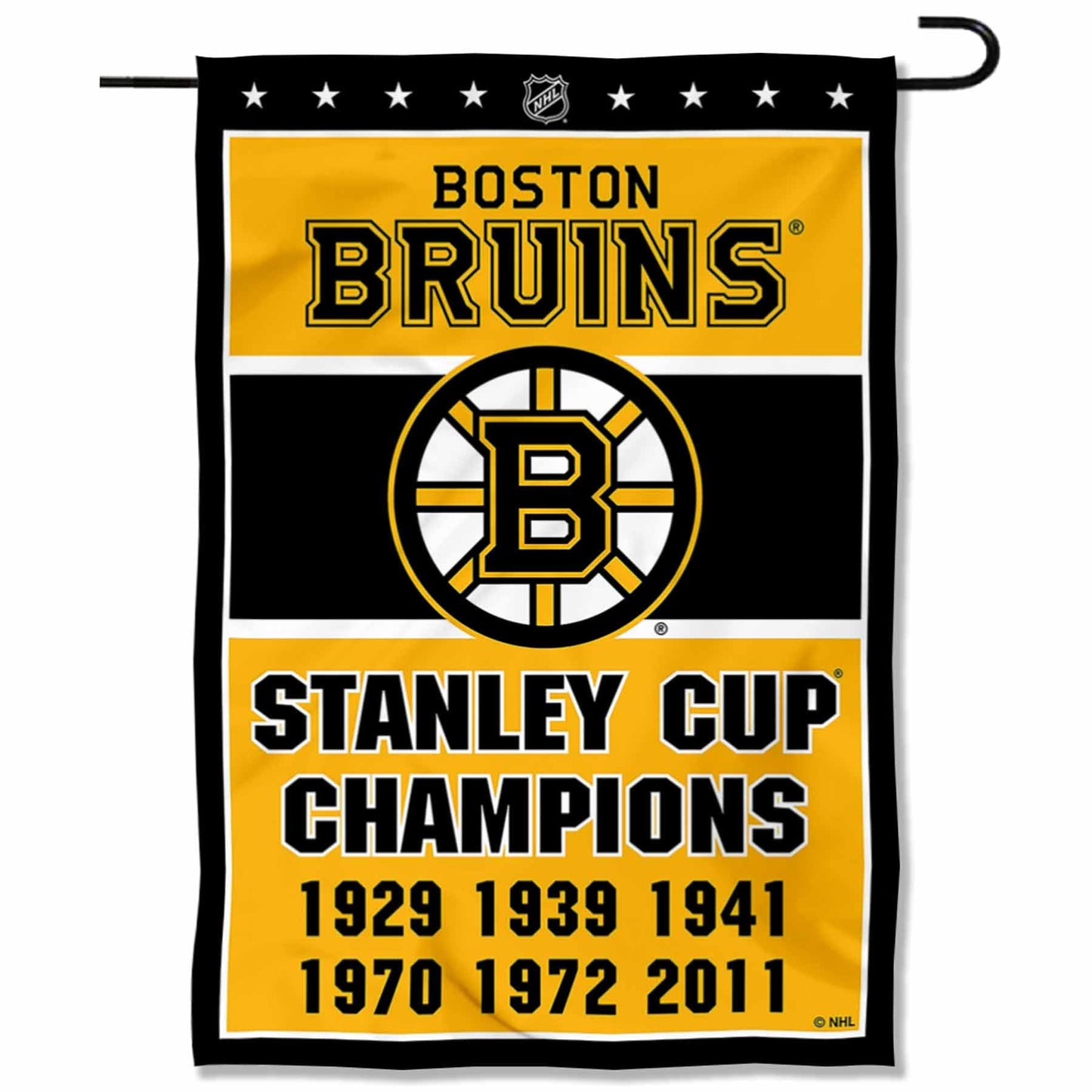 Boston Bruins 6 Time Stanley Cup Champions Double Sided Garden Flag