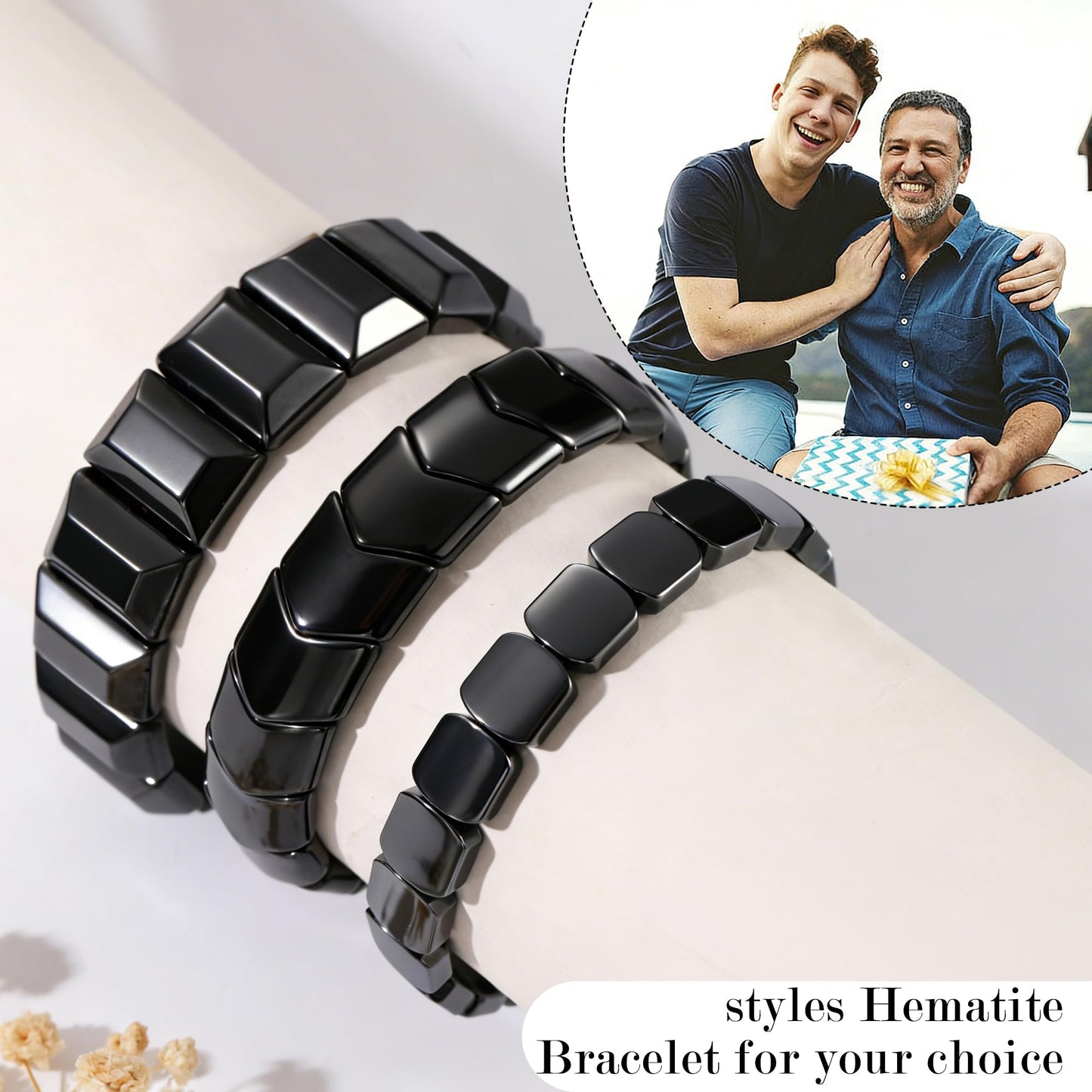 First Fathers Day Bracelet Gifts for New Dad Geometric Hematite Bracelet for Men New Dad Gifts Birthday Jewelry Hematite Grounding Bracelets Reignite Masculine Energy Birthday Motivational Gift