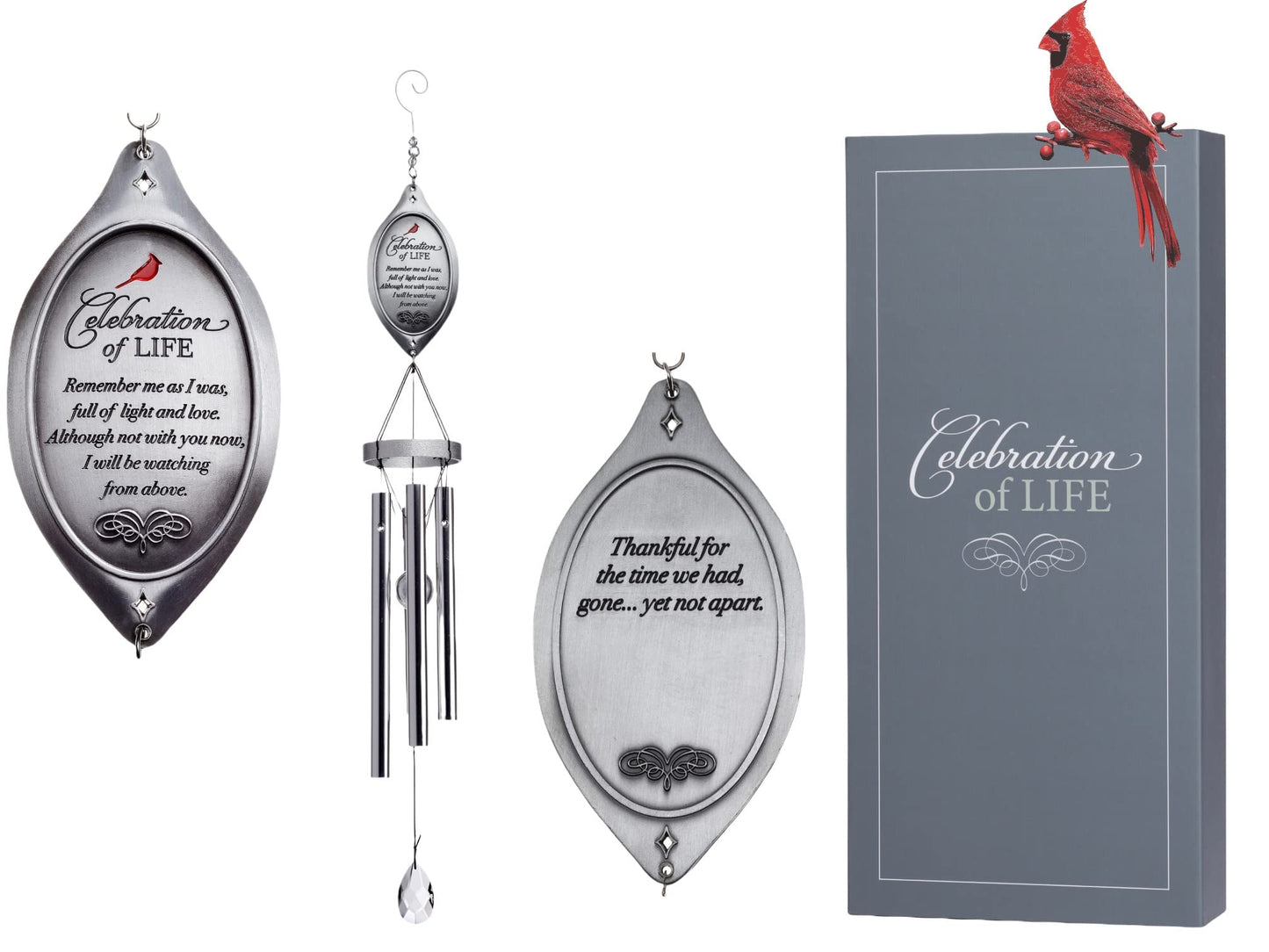 Celebration of Life Memorial Wind Chime/Sympathy Wind Chimes in Loving Memory of Loved One - Ideal Sympathy Gift with Cardinal/Bereavement Gift/Condolence Token That Lasts Longer Than Flowers