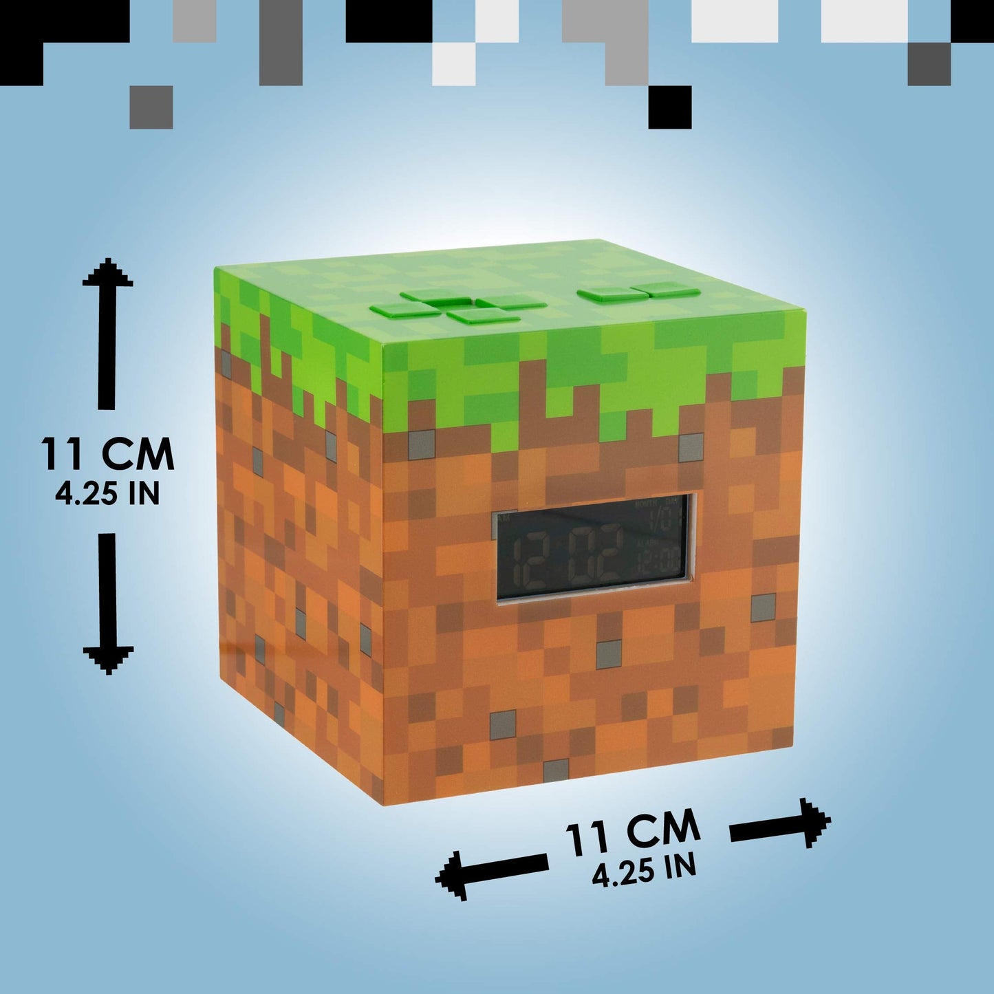 Paladone Licensed Minecraft Grass Block Digital Alarm Clock, Light Up Lamp Plays Official in Game Music, Bedroom Decor for Minecraft Gamers, Tweens and Kids - Minecraft Gift