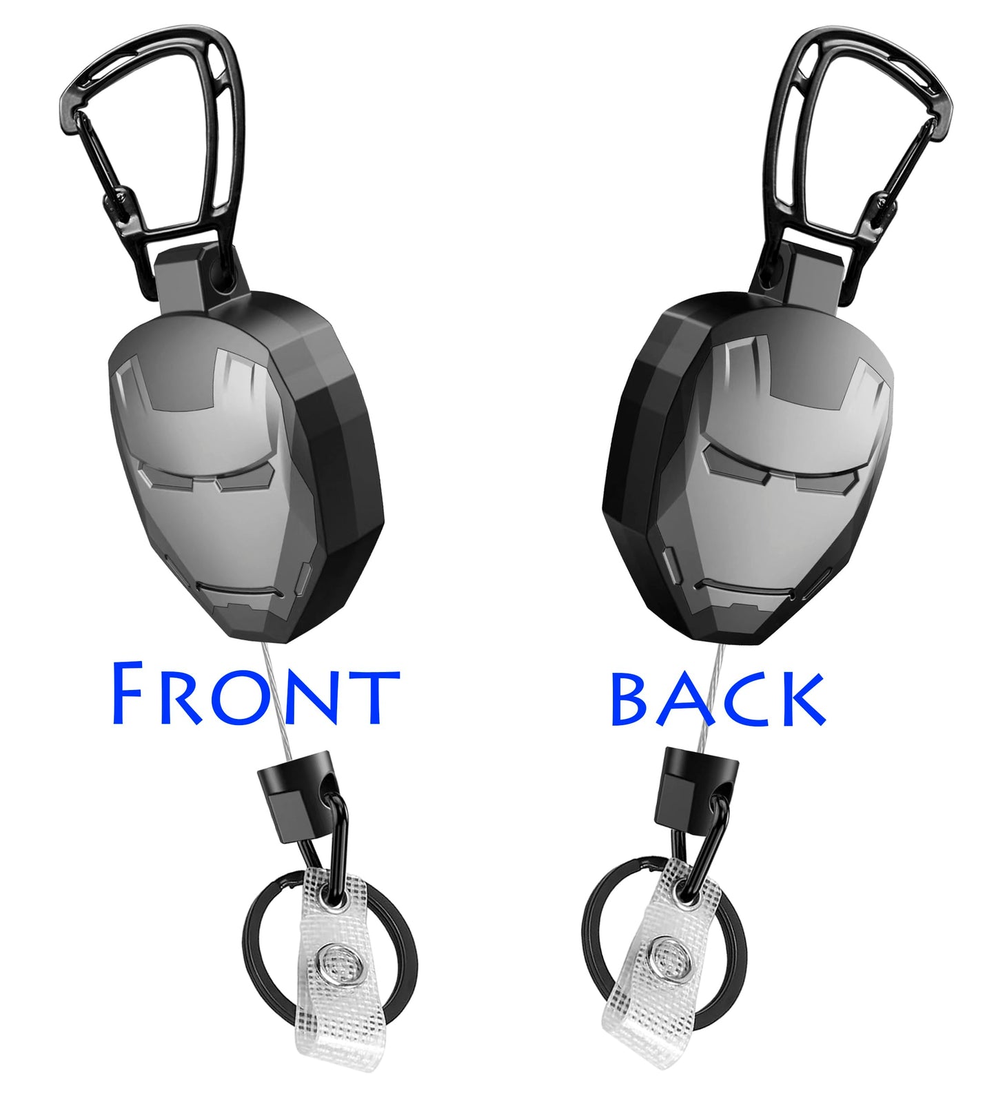 CXIBIKL Retractable Keychain, Badge Reel Keyring Keychain for Men Gifts, Heavy Duty Carabiner Badge Holder, Tactical ID Badge Reel with 29.5” Steel Retractable Cord, 8.0 oz 1-pack