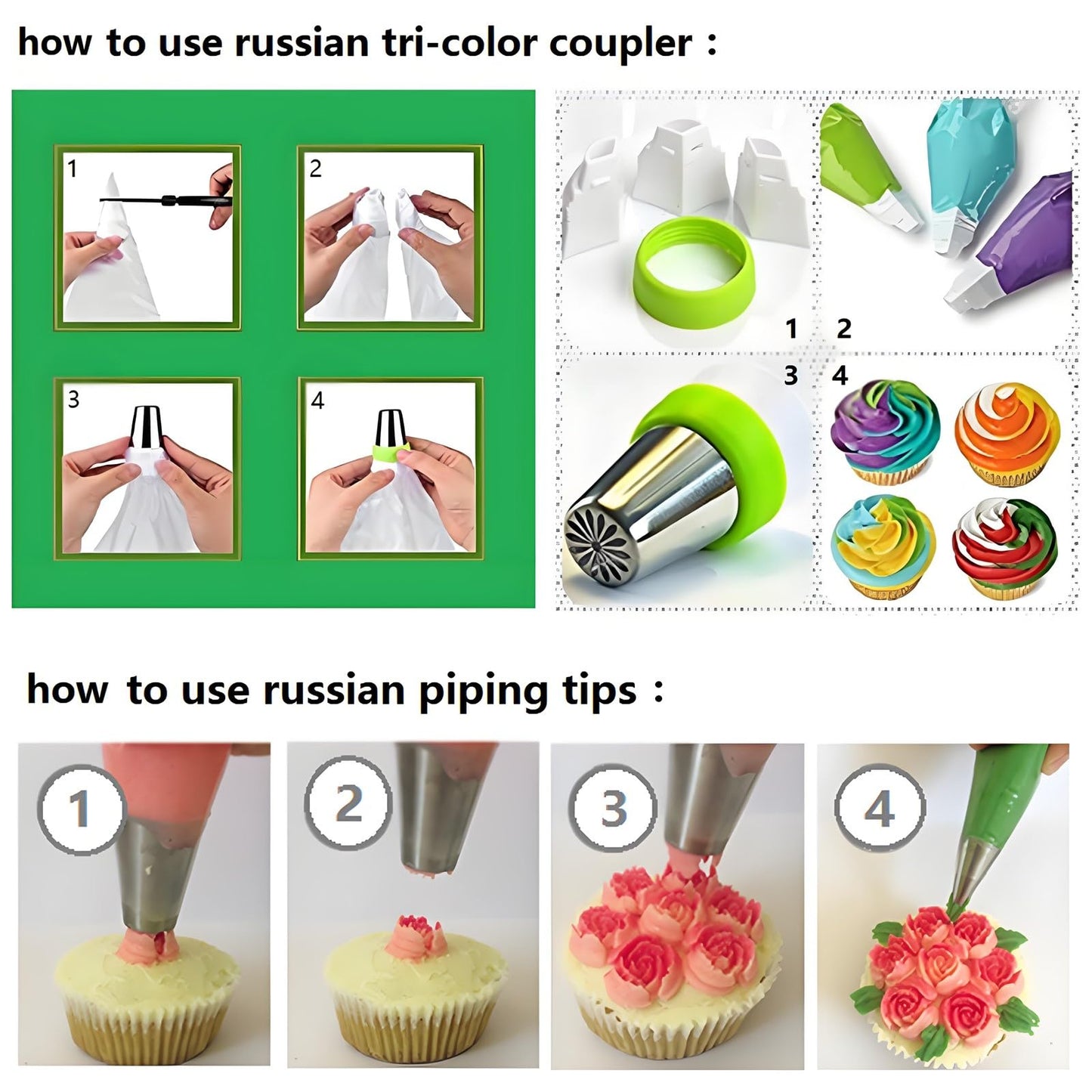 YOQXHY Piping Bags and Tips Set, 130 Pcs with 48 Numbered Icing Tips, 7 Russian Tips, 1 Ball Tip, 2 Leaf Tips, 8 Carved Pens, 4 Couplers, 50 Pastry Bags & More for Cake Cupcake Decorating