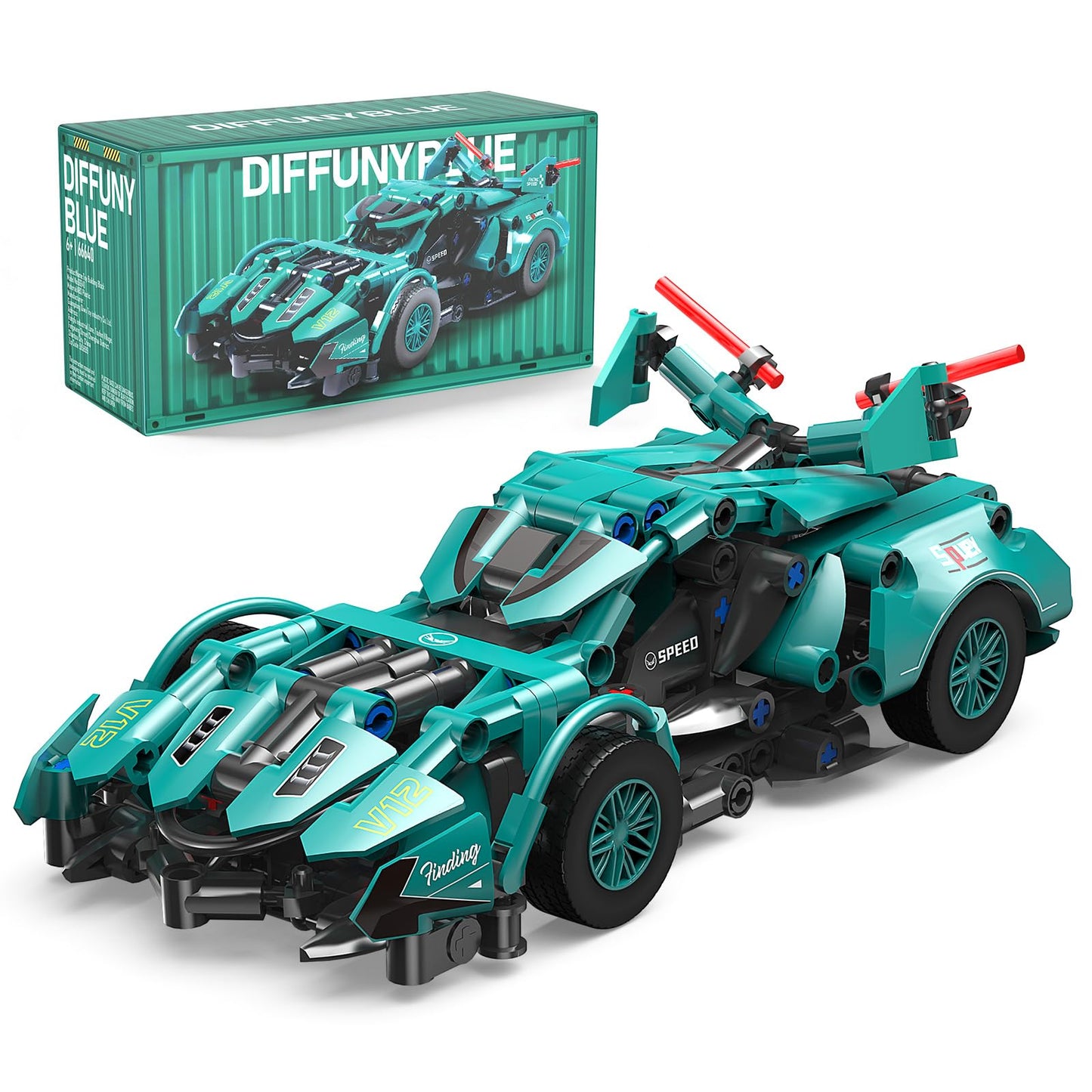 QiqoPoyee Race Car Building Block Set, 1:18 MOC Model Car Kit Building Blocks for Adults, Race Car Toy Birthday Gifts for Kids, Race Cars for Boys Girls Age 8-12+