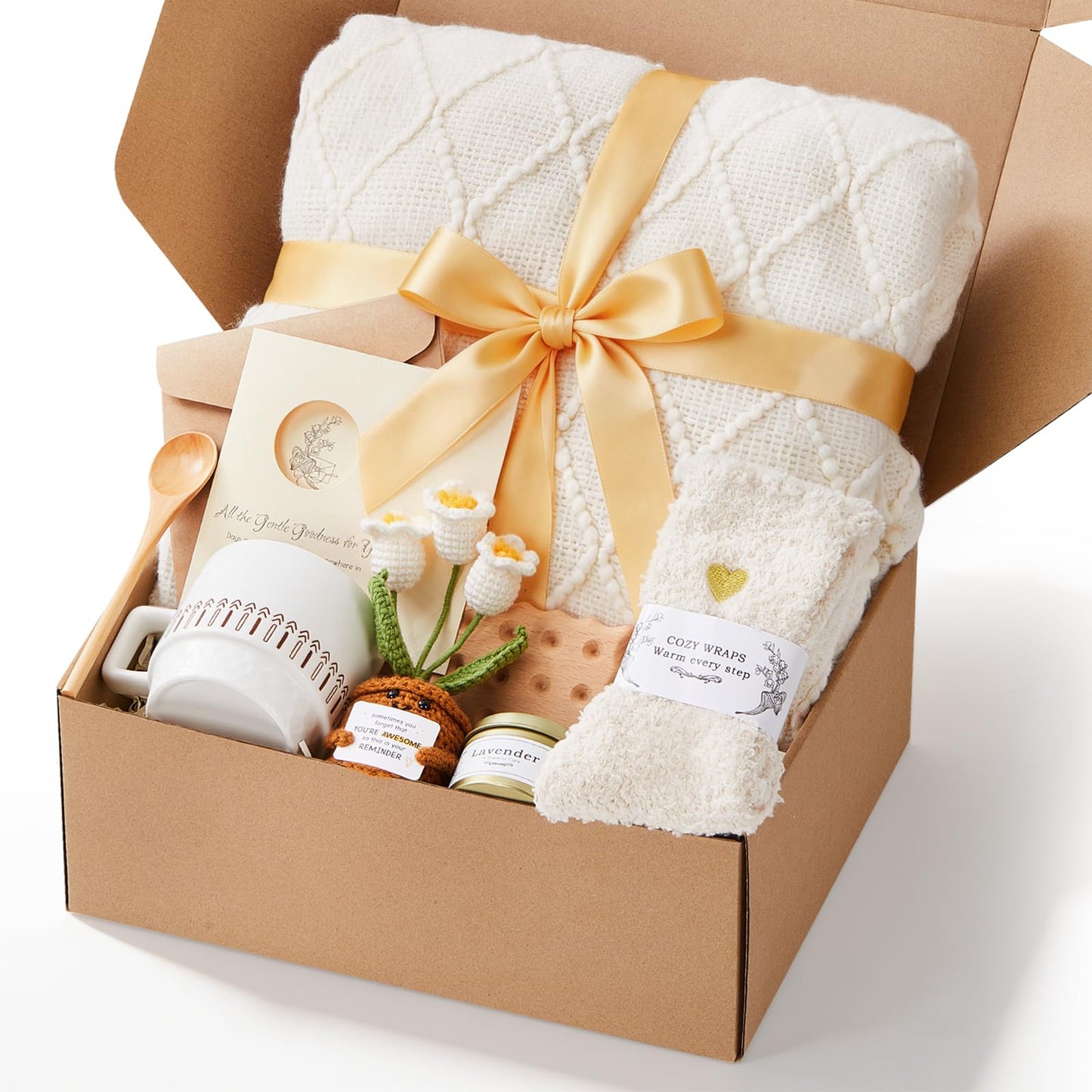 Get Well Gifts for Women, Unique Self Care Gift Basket with Cozy Blanket for Women, Comforting Relaxation Pick for Her Mom Sister Best Friend Birthday & Christmas Gifting
