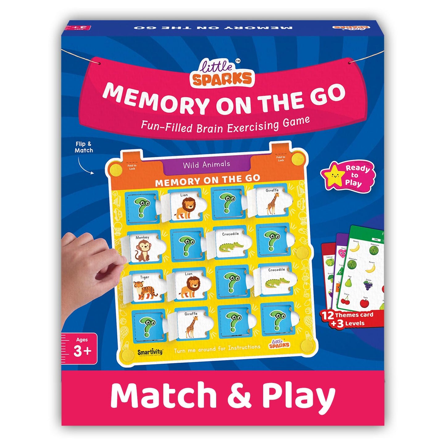 Smartivity Memory Game for Kids Ages 3+ Years | Fun Matching Game - 12 Theme Cards & 3 Level Challenges I Birthday Gift for Boys & Girls I Preschool Learning Toy for 3,4,5,6 Years Age
