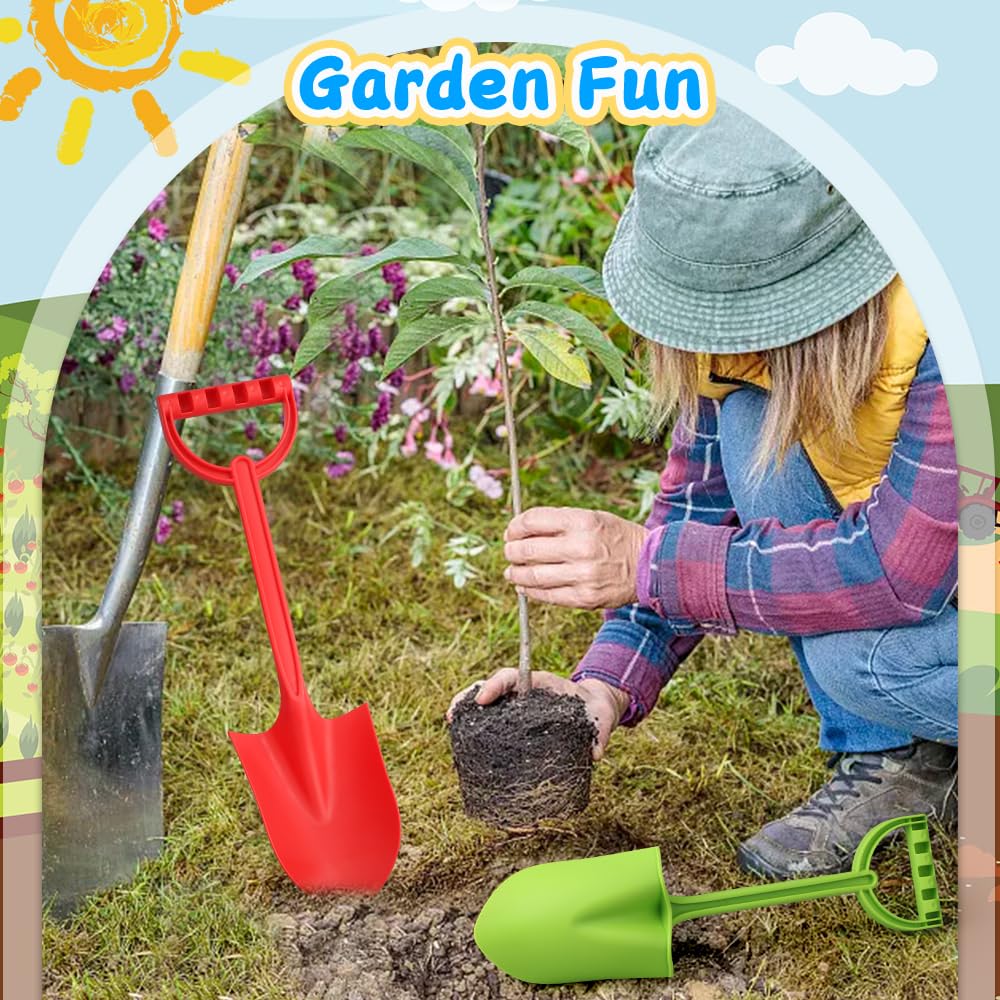 Heavy Duty 16" Thick Beach Sand Toy Shovels for Kids Adults, Jumbo Scooping Spade Toys Kit Gear Water Pool Gardening Digging Sandbox Toy Garden Tool Complete Gift Set for Boys Girls Green Blue Red