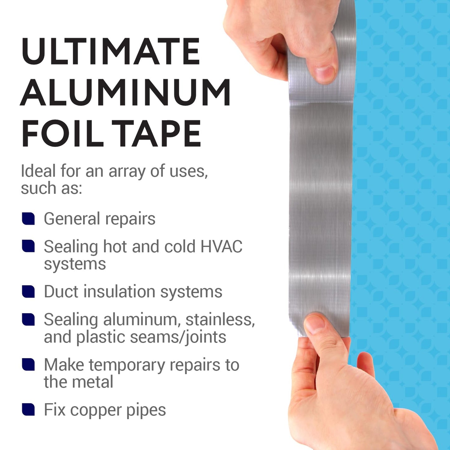 Impresa Aluminum Foil Duct Tape - 1.9 in x 150 ft (50 yd), Silver - Heat Transfer up to 220°F - Foil Tape for HVAC & Ductwork Sealing