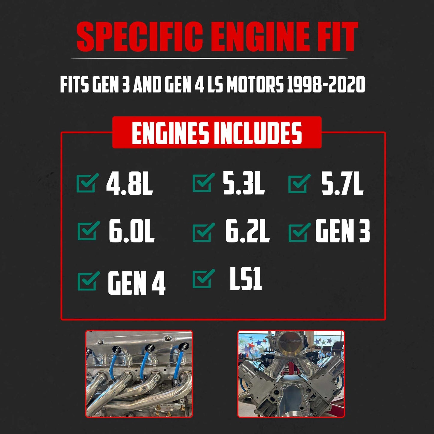 Shorty Headers for LS Swaps 304 Stainless Steel Exhaust Headers 2.5 Inch 3 Bolt Collectors Fits 4.8L 5.3L 5.7L 6.0L 6.2L LS1 LS2 LS3 LS6 V8 S10 C10 K10 Truck Includes Header and Collector Gaskets