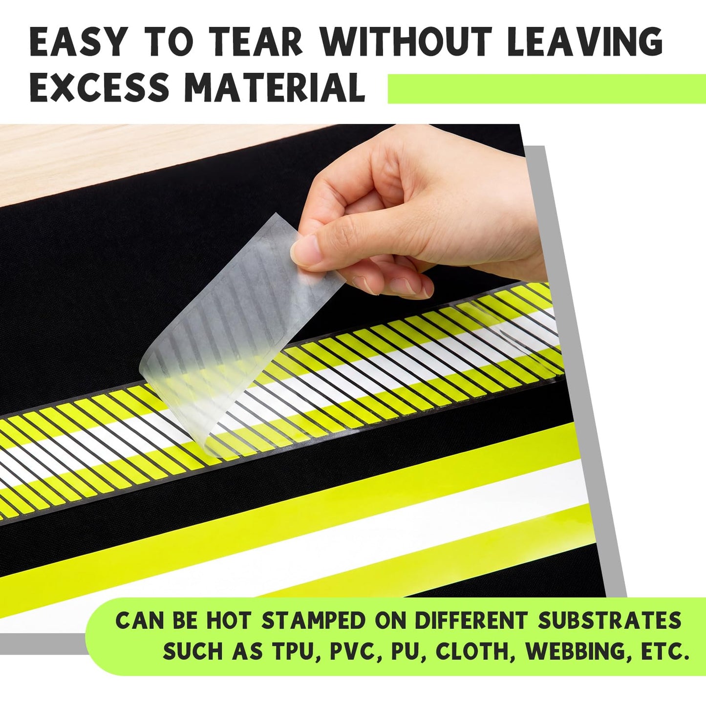 Crowye 2 Pcs 2" x 33ft/11 Yard High Visibility Reflective Heat Transfer Vinyl Tape Silver Iron on Fabric Clothing Tape Safety Heat Transfer Film Supplies for Shirts, 2 Styles(Stripe, Plain, Yellow)