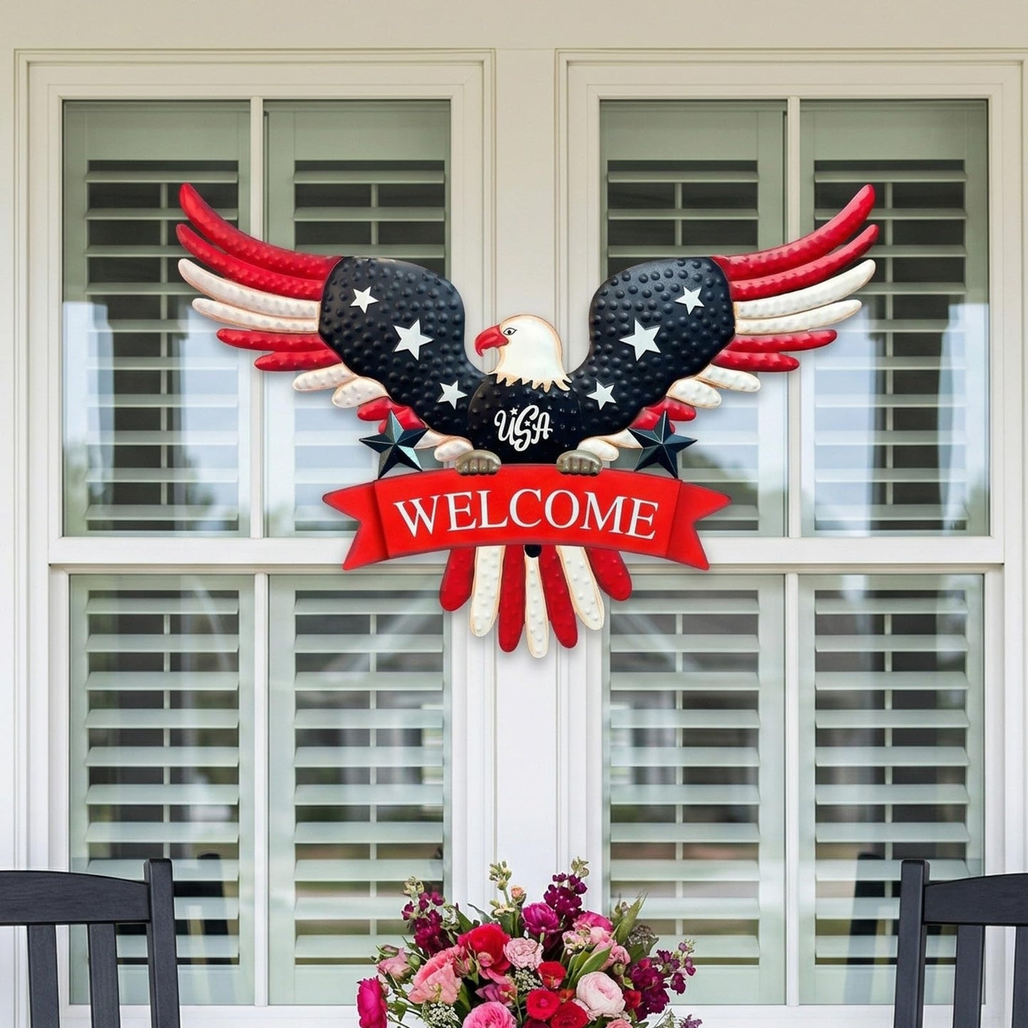 4th of July Decorations Outdoor,37" Americana Eagle Metal Decorative Garden Stakes for Memorial Day Independence Day Patriotic Garden Decor, Red White Blue 250th Anniversary Welcome Yard Signs