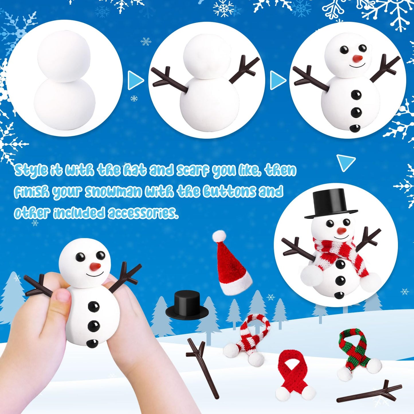 AWHETIE 18 Pack Stocking Stuffers for Kids,Christmas Crafts for Kids Bulk,Build a Snowman Crafts Kit Modeling Clay for Christmas Stocking Stuffers Gifts Activities Boys Girls