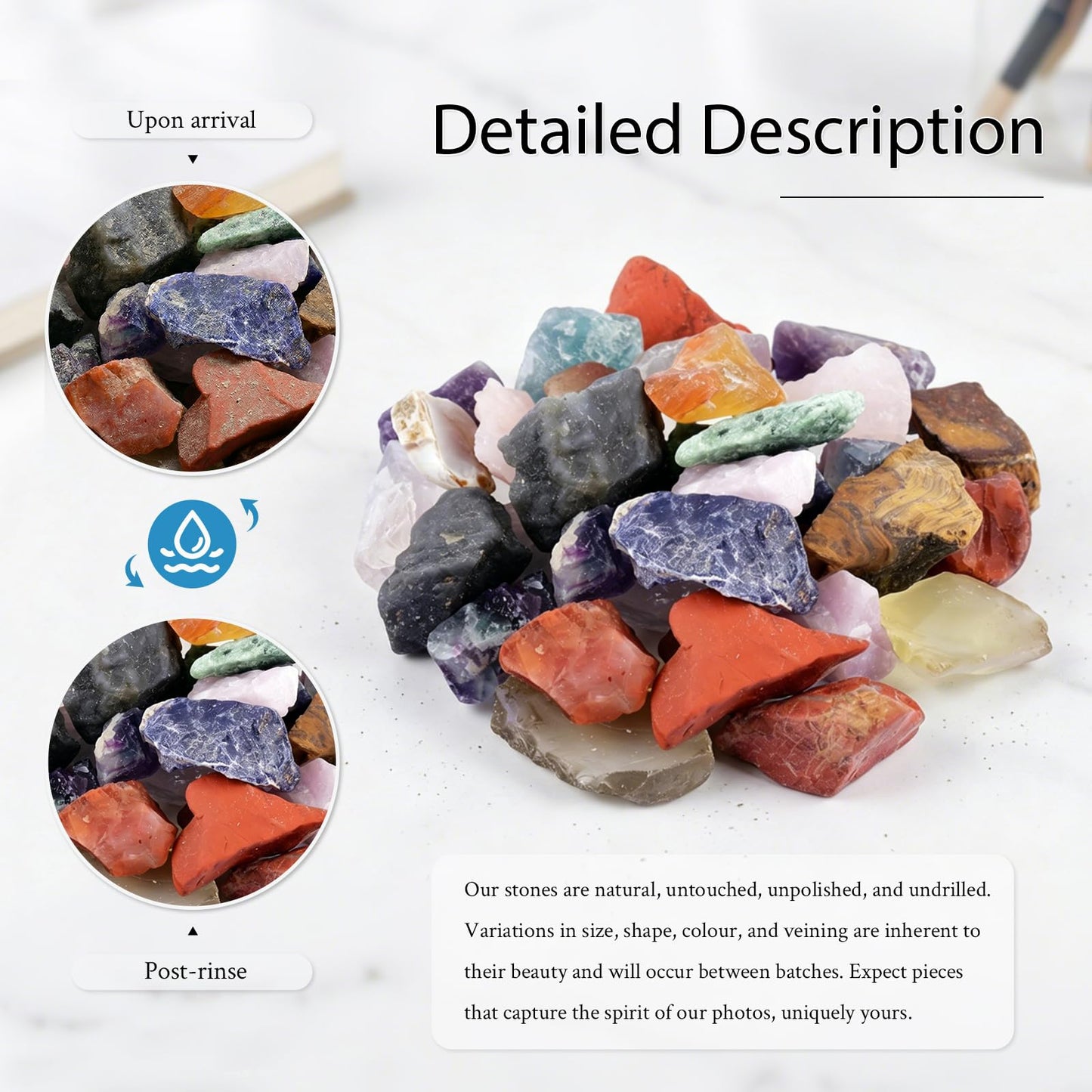 mookaitedecor 1 lb Bulk Natural Raw Crystals Rough Stones for Tumbling,Cabbing,Polishing,Wire Wrapping,Wicca & Reiki Crystal Healing,Assorted Stones