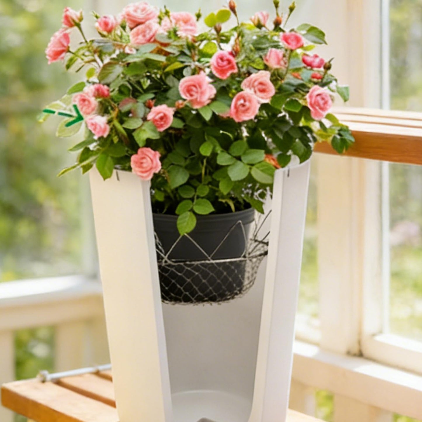 Adjustable Planter Insert, Heavy-Duty Rustproof Stainless Steel Plant Pot with Chains, Adjustable Planter Fillers + Durable Design + Outdoor, Indoor, Flower, Potted, Home Gardening Silver