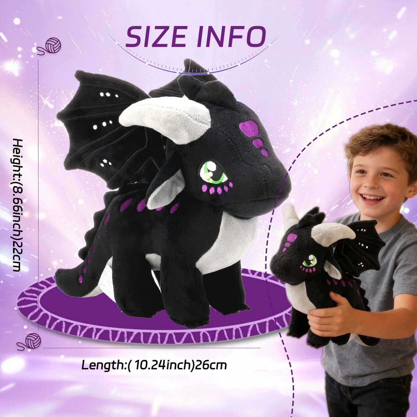 Mejglrc Wings Dragon Plush - Wings Dragon Plush Pillow Toy - Kawaii Pterosaur Plushie - Soft Flying Dragon Hugging Pillow for Kids Boys Girls (Coffee)