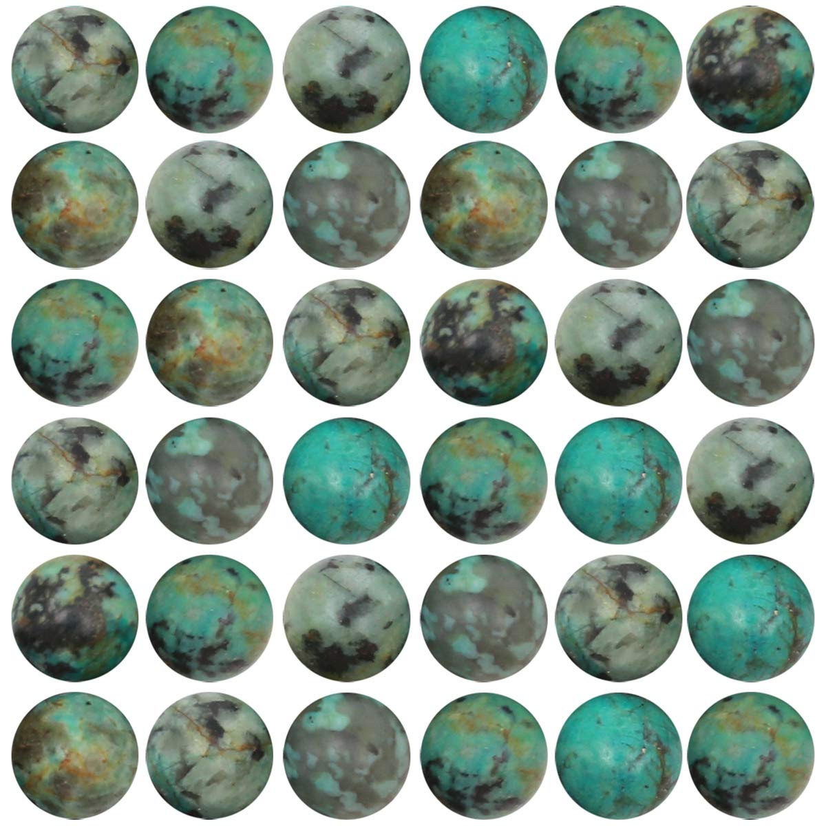 Natural Stone Beads 100pcs Round Genuine Real Stone Beading Loose Gemstones Hole Size 1mm DIY Smooth Bead for Bracelet Necklace Earrings Jewelry Making (African Turquoise Green, 10mm)