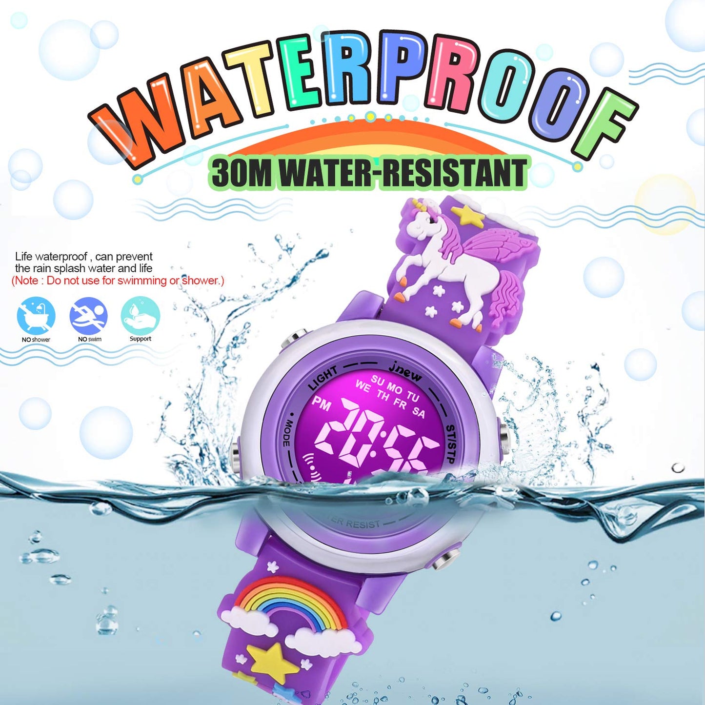 VAPCUFF Kids Toys Age 3-8, Toddler Watches for Girls - Unicorn Purple Xmas Gift