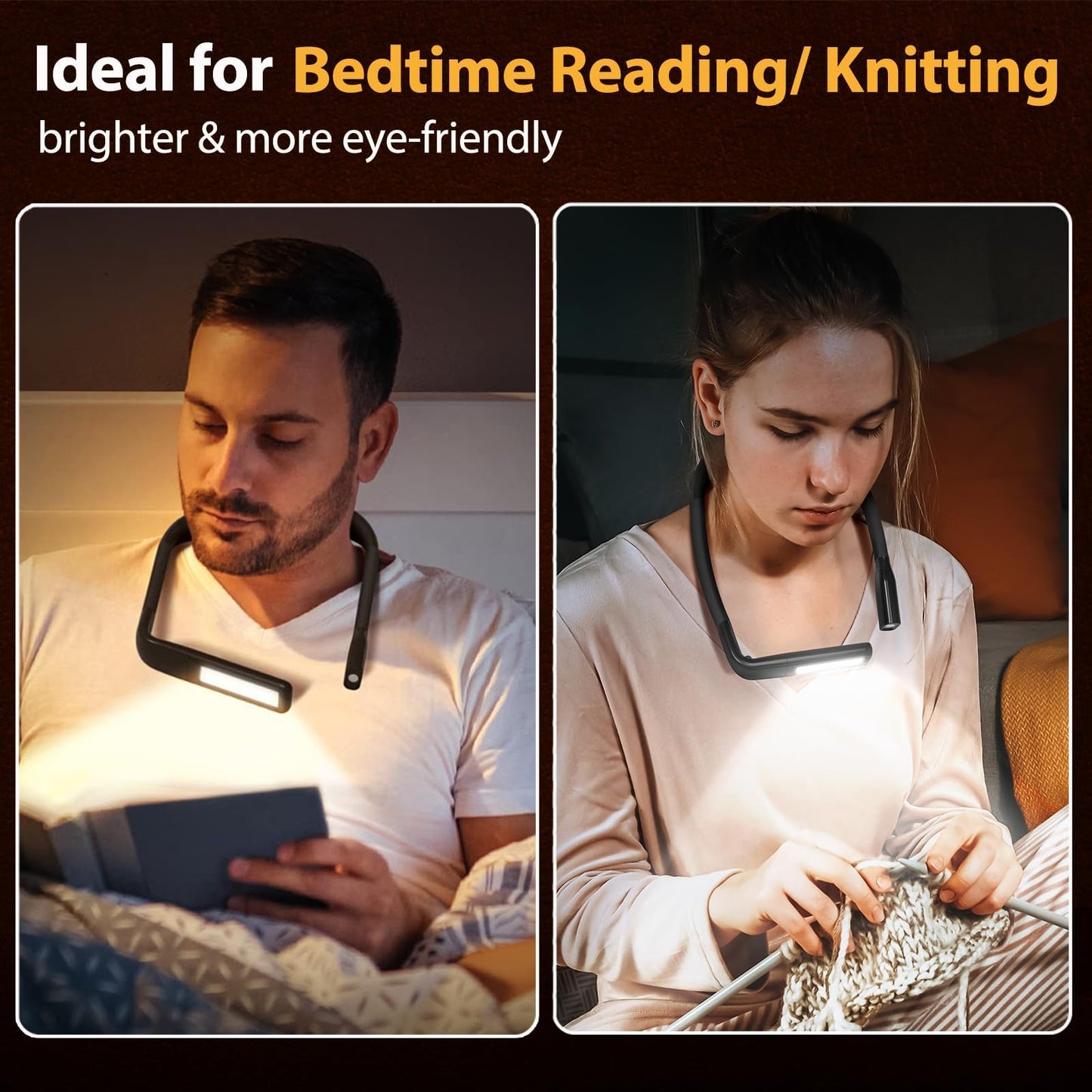 Neck Reading Light with Storage Case:10-80Hrs Eye-Friendly Rechargeable Book Lamp, Knitting Crochet Accessories Sewing Craft Light, Mothers Day Gifts for Mom Wife Book Lovers Readers Knitters Crafters
