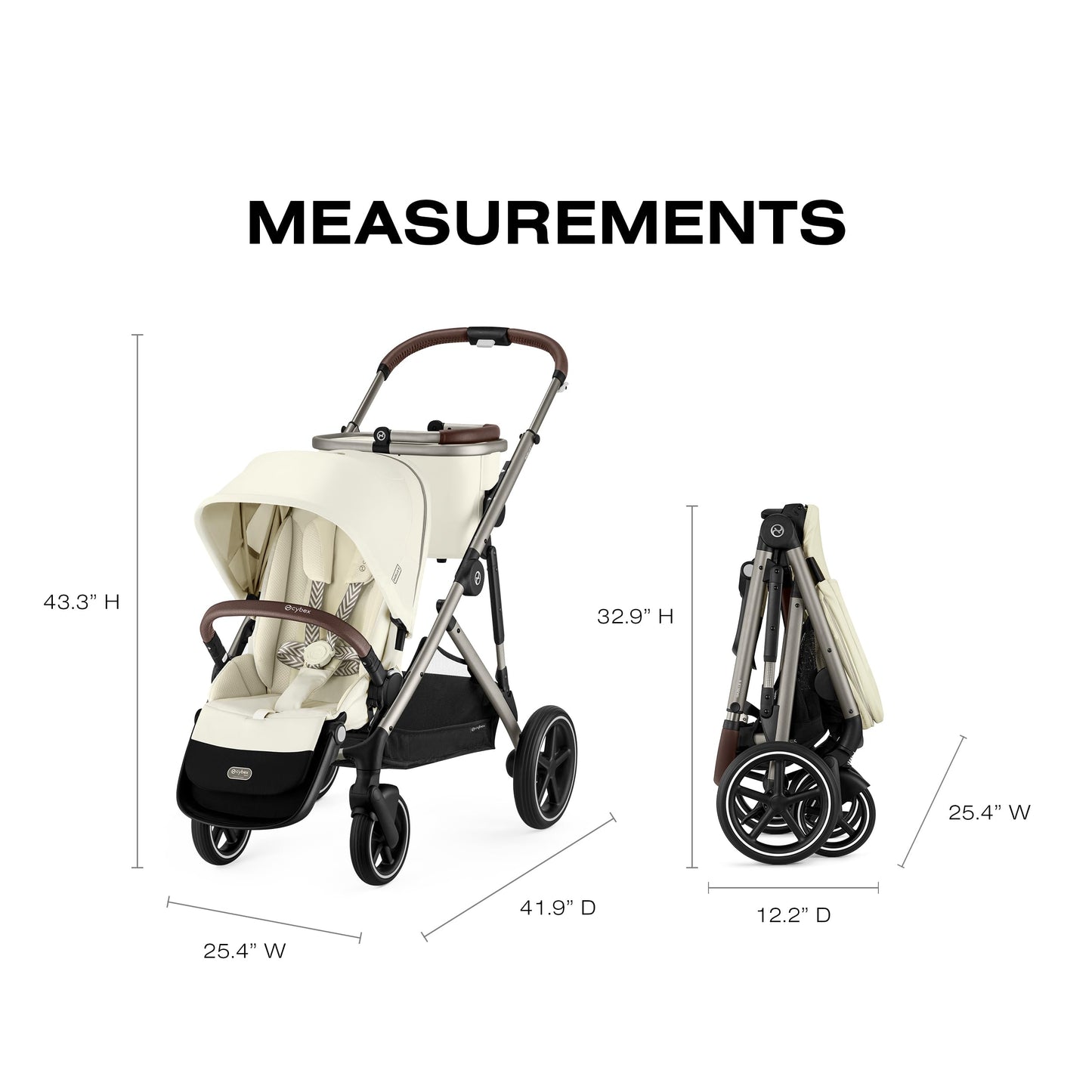 Cybex Gazelle S Stroller Modular Double for Infant and Toddler Includes Detachable Shopping Basket Over 20+ Configurations Folds Flat Easy Storage, Seashell Beige, 1.0 Count, 28.4 pounds