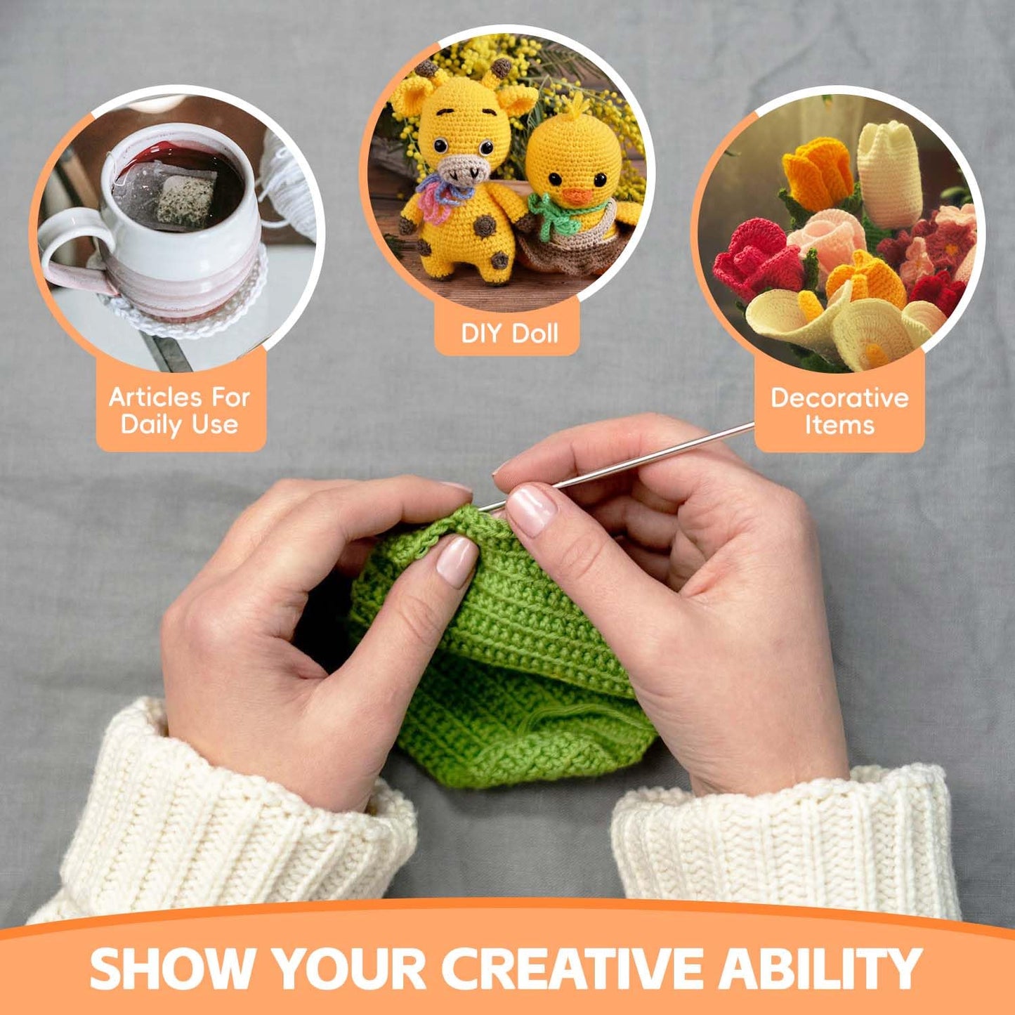58pcs Crochet Kit Beginners, Crochet Hook Set with Yarn, Portable Crocheting Kit for Starter, Ergonomic Crochet Needles Tools DIY Knitting Accessories for Experienced Crochet Lovers, Flamingo