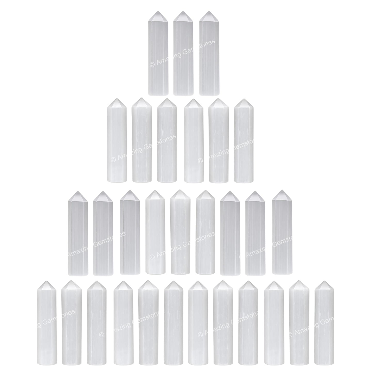Amazing Gemstone Selenite Crystal Points Bulk Healing Crystals - Pack of 3 Single Terminated Healing Wand Point Bulk Crystals for Crafts, Crystal Grid, DIY Work - Premium Crystals for Beginners Gifts