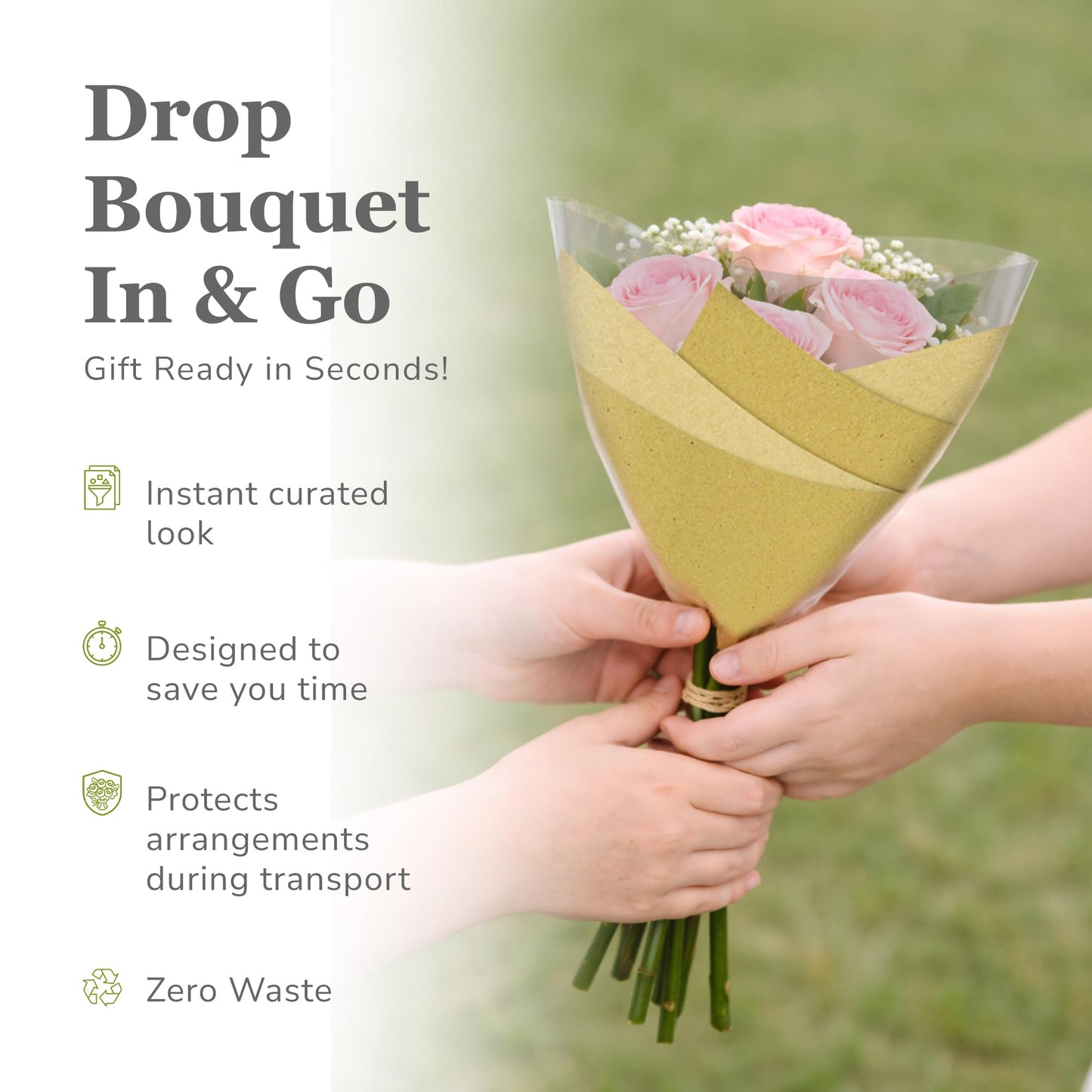 the florist Supply Farm Girl Sleeves 20 Pack 8.8 x 12 x 3 Inch Waterproof Flower Bouquet Wrapping Sleeves, Flower Bouquet Bags, Plastic Floral Sleeves, Gift-Ready for Wedding, Birthday, Brown